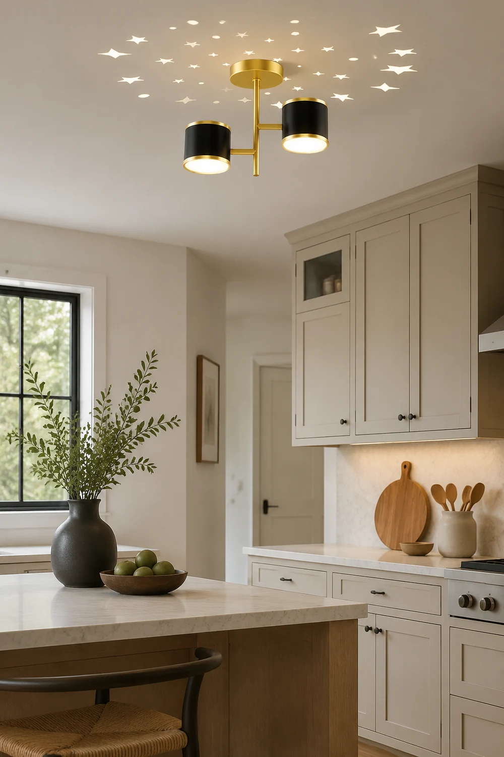 Madina Modern Ceiling Light Starry LED Flush Mount Black/Gold Corridor - Lumpaz