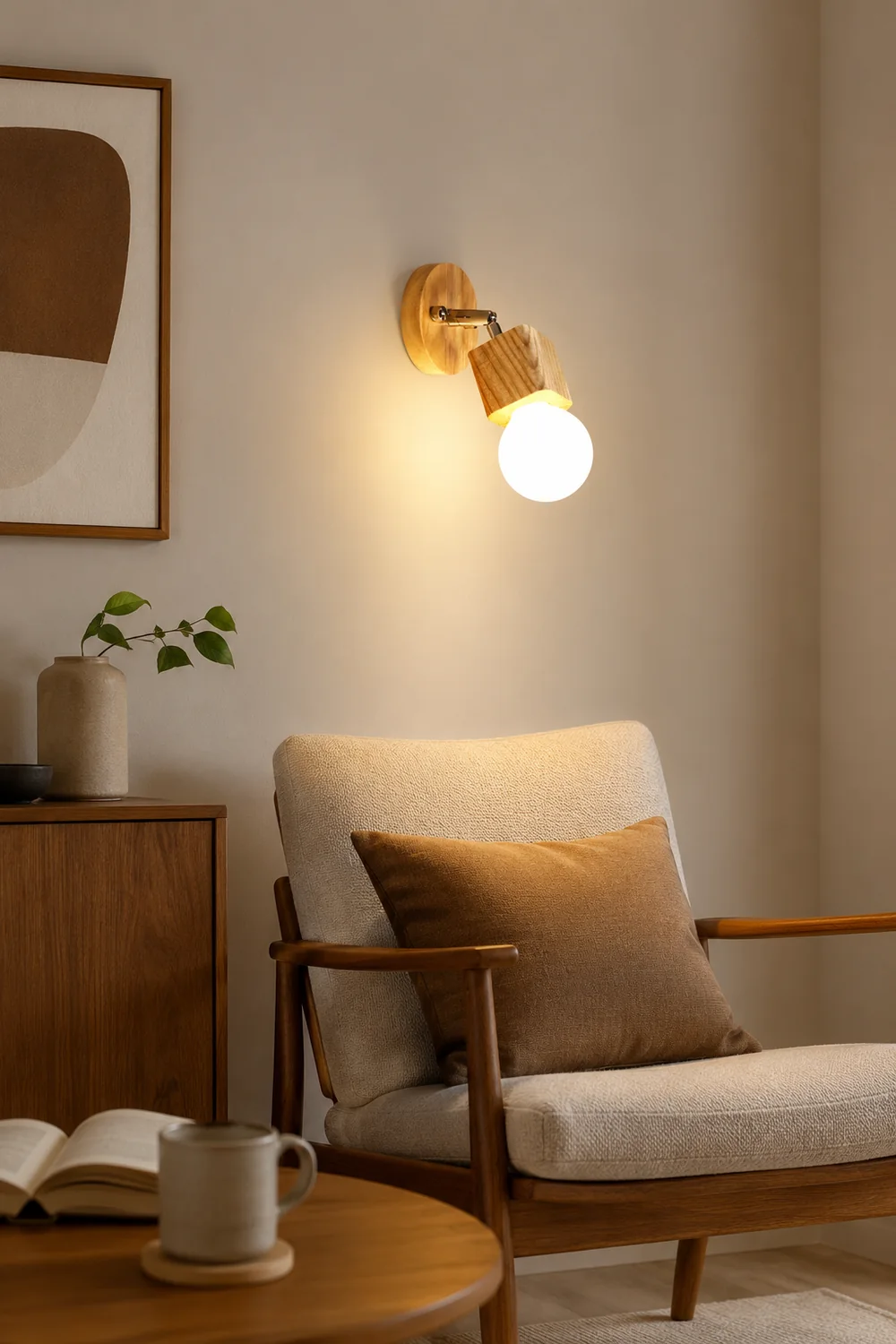 Ozawa Modern Square Globe Metal/Wood Wall Lamp, Vanity Light - Lumpaz
