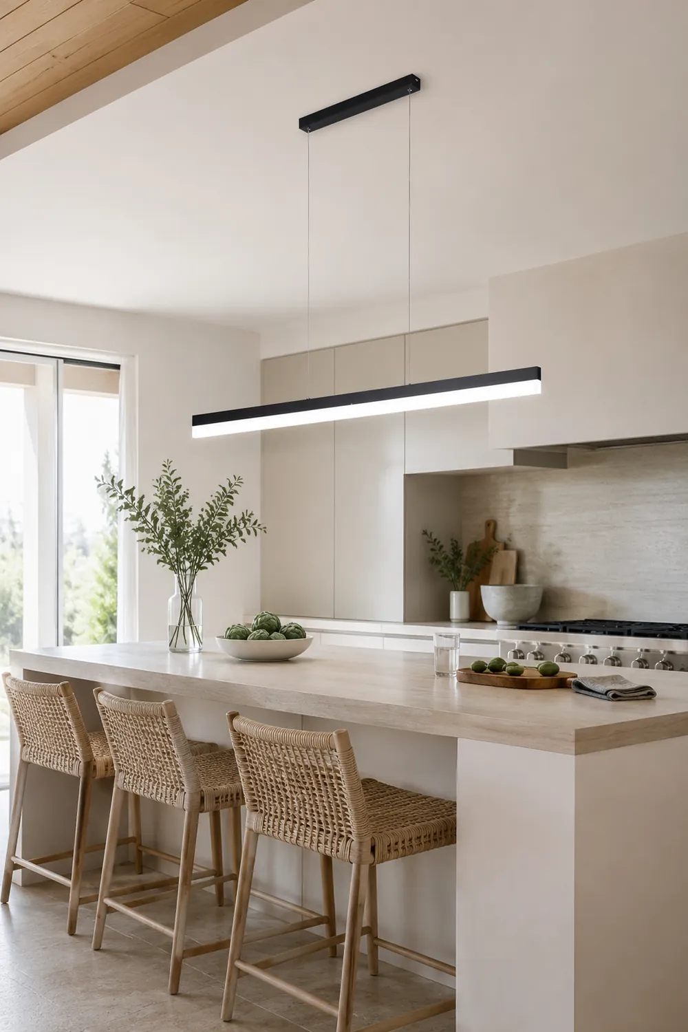 Edge Modern Linear Metal/Acrylic Pendant Light, White/Black - Lumpaz