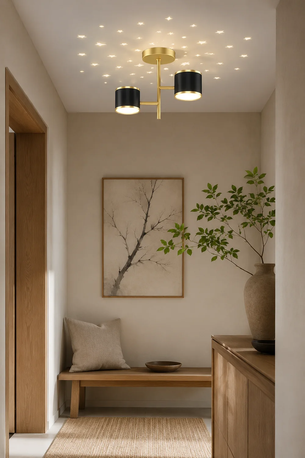Madina Modern Ceiling Light Starry LED Flush Mount Black/Gold Corridor - Lumpaz