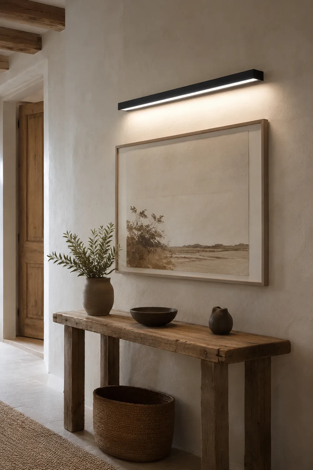 Edge Modern Rectangular Linear Mirror Front Wall Lamp, Metal, Black - Lumpaz