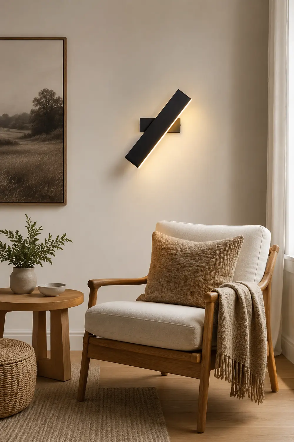 Aqsa Modern Rectangular Metal Rotatable Wall Lamp, Black/Gold/Brown - Lumpaz