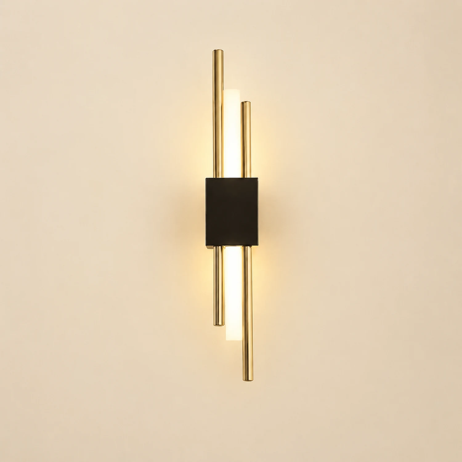 Alana Modern Bar Metal/Acrylic LED Wall Lamp Black/Gold Bedroom - Lumpaz