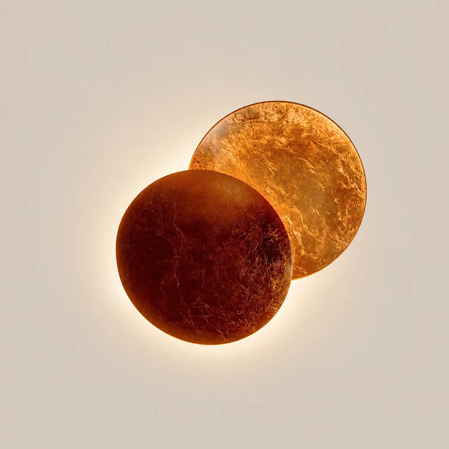 Elif Modern Minimalist Round Moon Eclipse Metal Wall Lamp Red/Bronze/Gold - Lumpaz