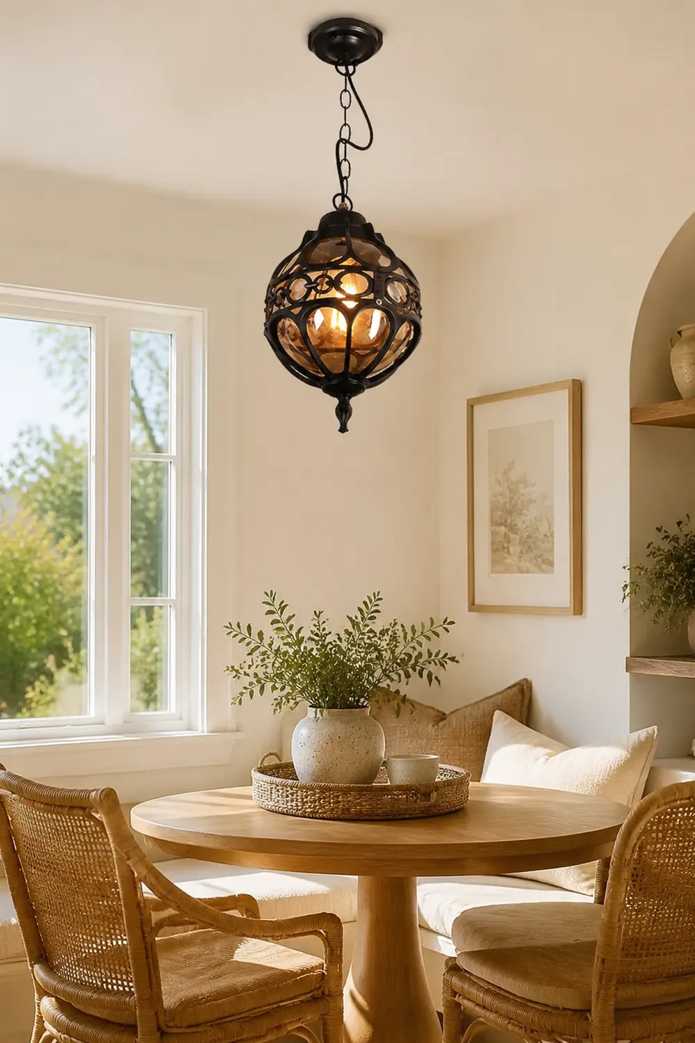 Alessio Loft Sphere Vintage Farmhouse Rustic Pendant Light Black/Bronze Dining Room - Lumpaz