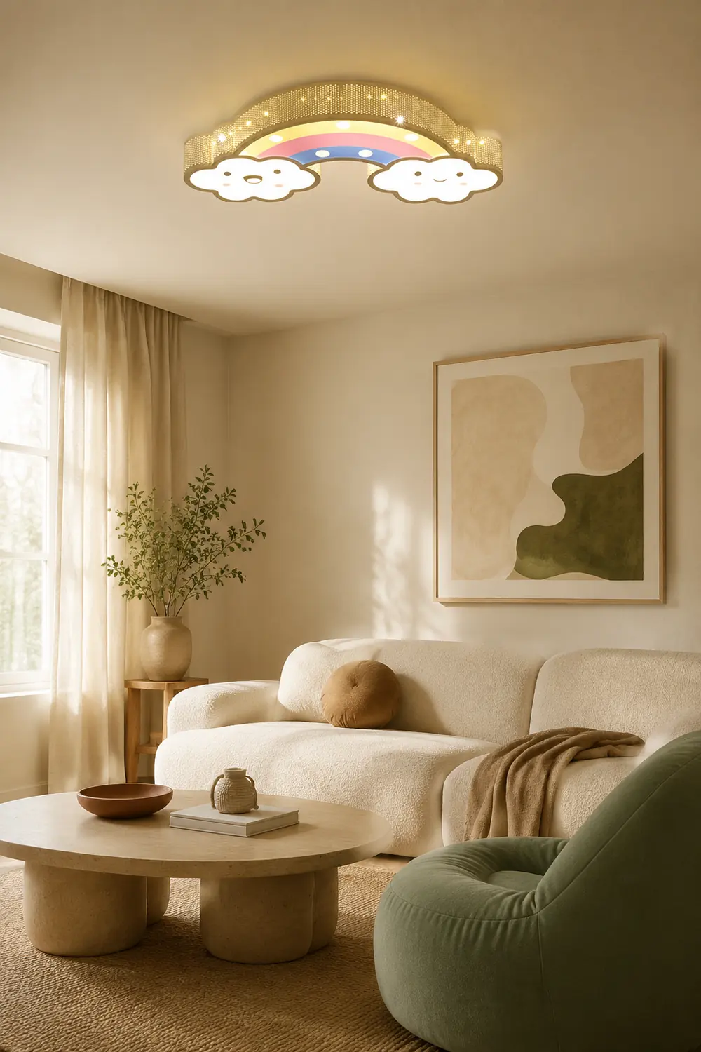 Freja Modern Rainbow/Rabbit Acrylic Flush Mount Ceiling Light - Lumpaz