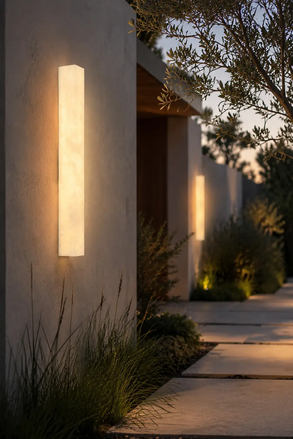 Edge Modern Rectangular Resin Outdoor Wall Lamp, White - Lumpaz