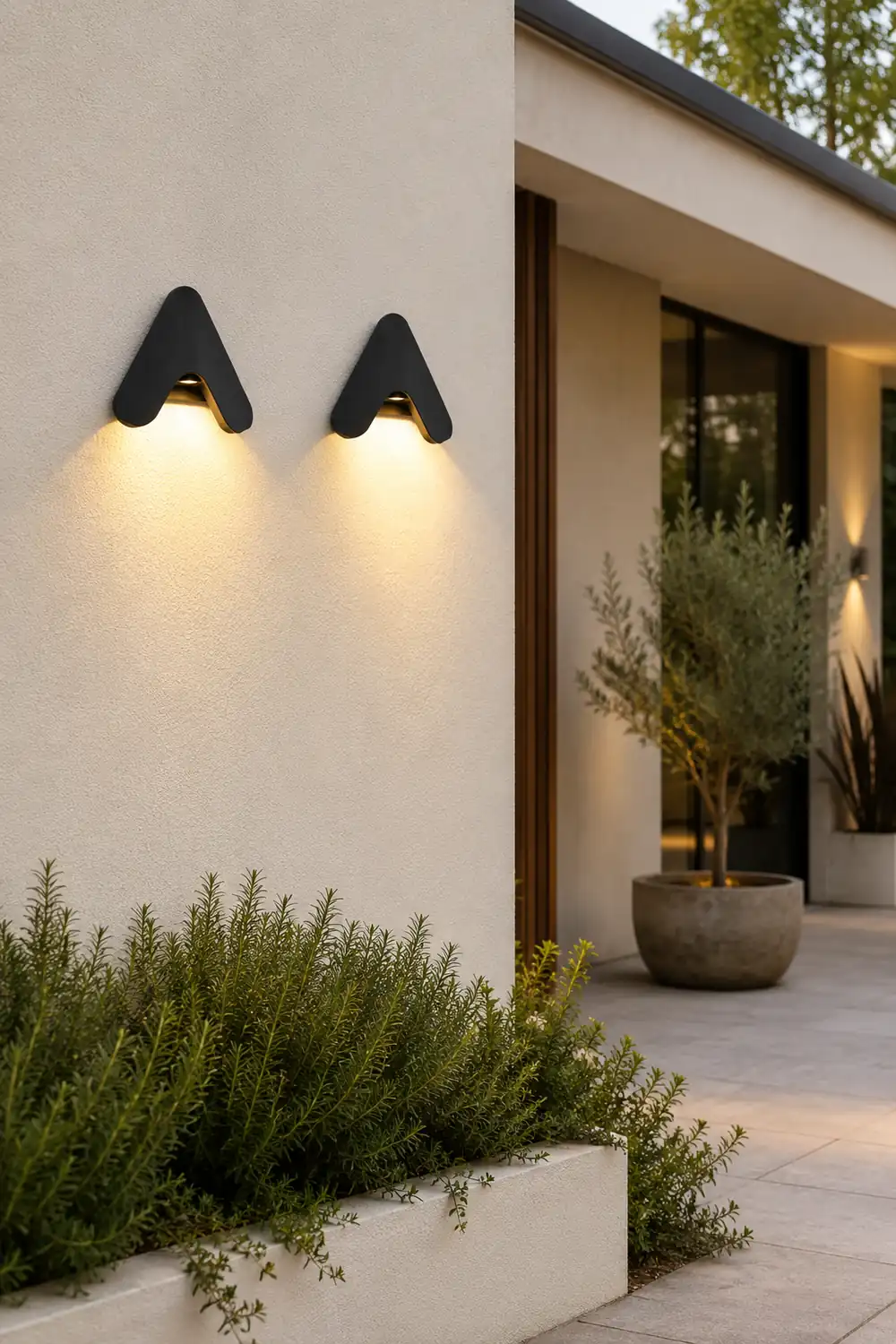 Orr Minimalist Triangle Metal Outdoor Wall Lamp, Balck/White - Lumpaz