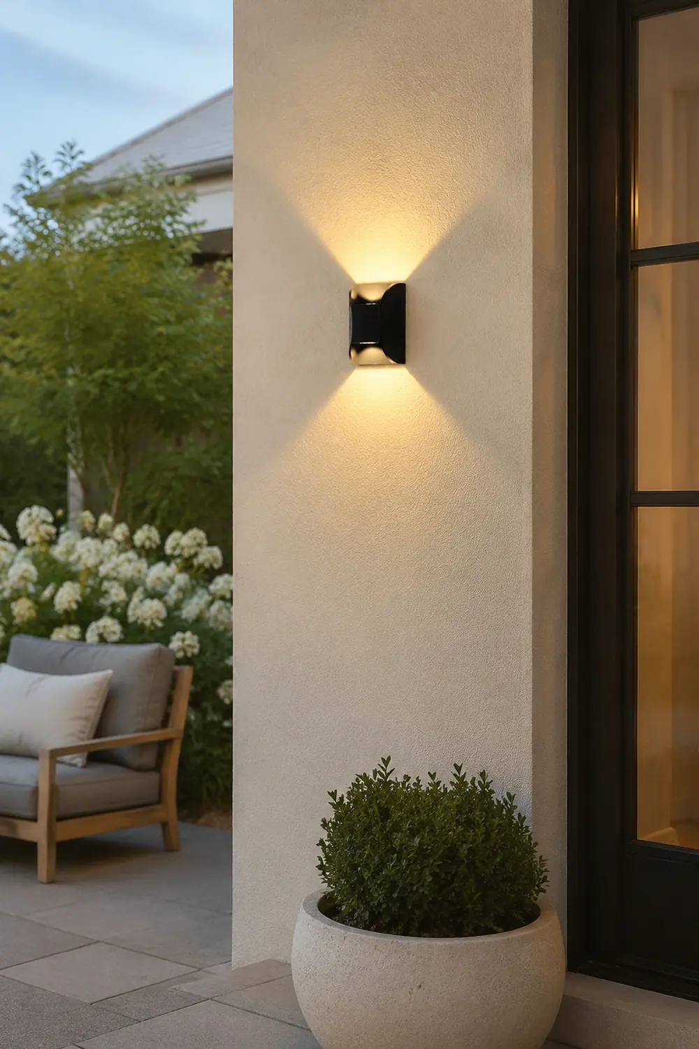 Orr Minimalist Up/Down Metal Outdoor Wall Lamp, Black - Lumpaz