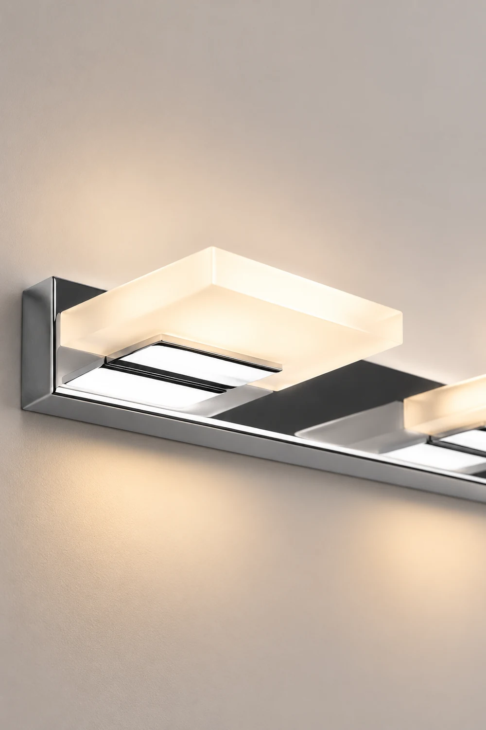 Leigh Modern Square Mirror Front Vanity White Metal Wall Lamp - Lumpaz