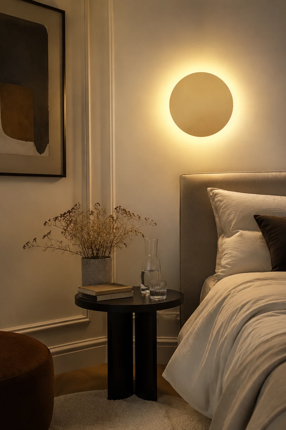 Orr Modern Round Wall Mounted Lamp, Metal, Bedside/Living Room - Lumpaz