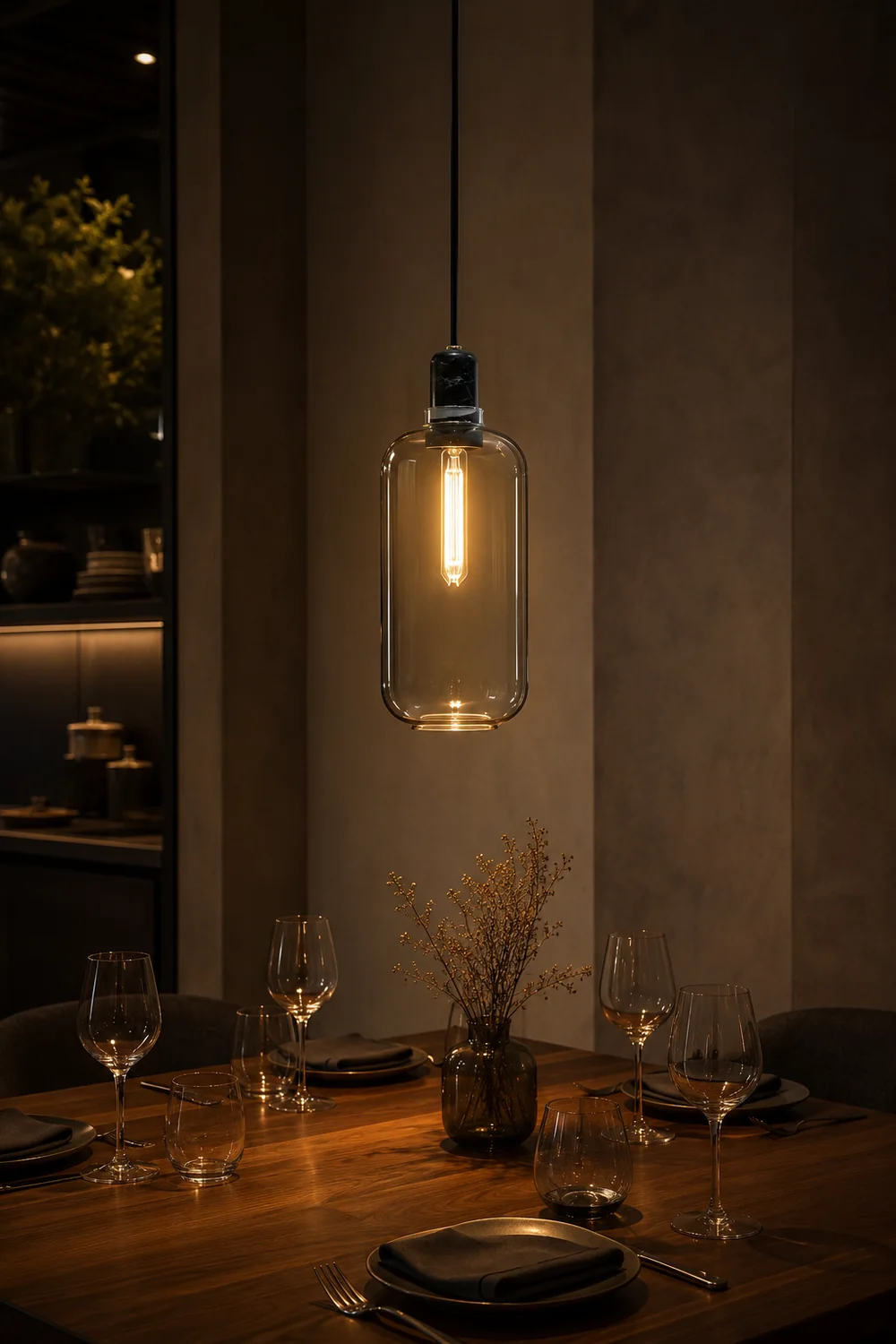 Hailie Designer Cylinder Pendant Light, Marble & Glass, 4.3"/6.7" - Lumpaz