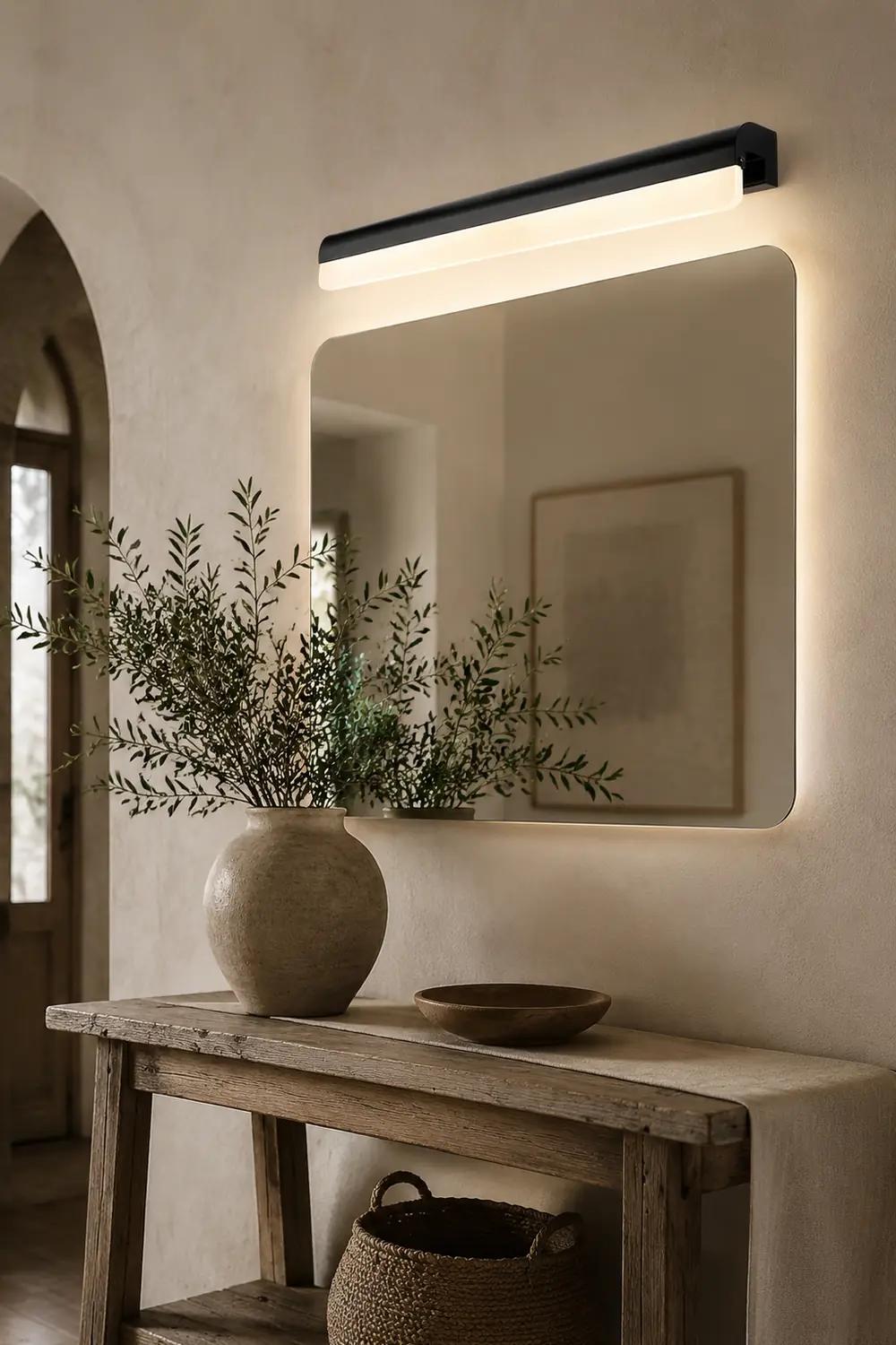 Edge Minimalist Mirror Front Vanity Wall Lamp, Black/White - Lumpaz