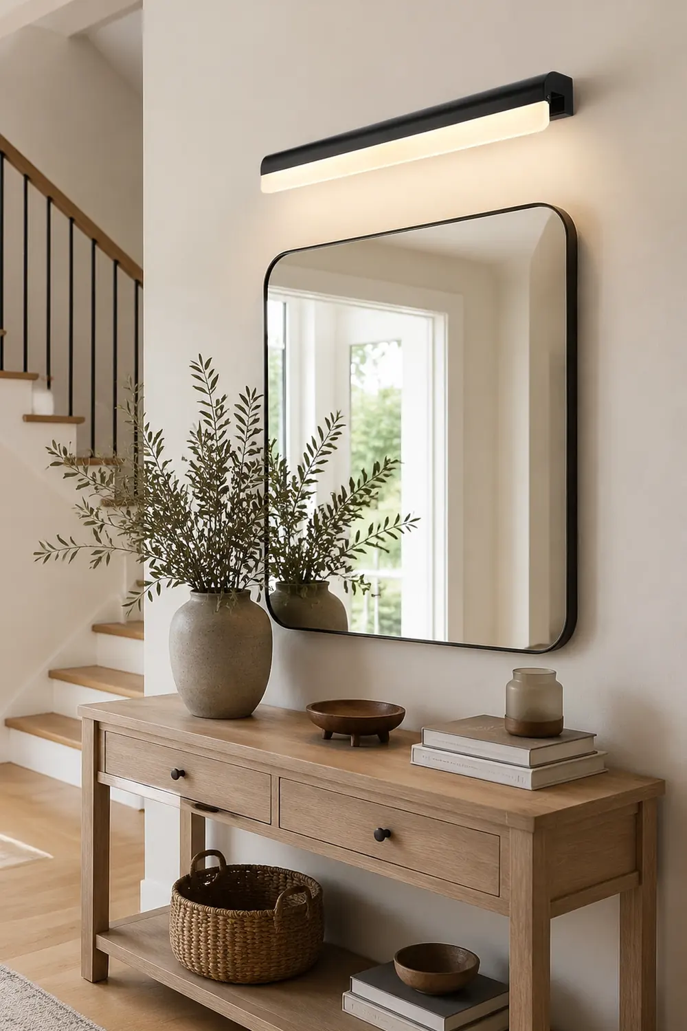Edge Minimalist Mirror Front Vanity Wall Lamp, Black/White - Lumpaz