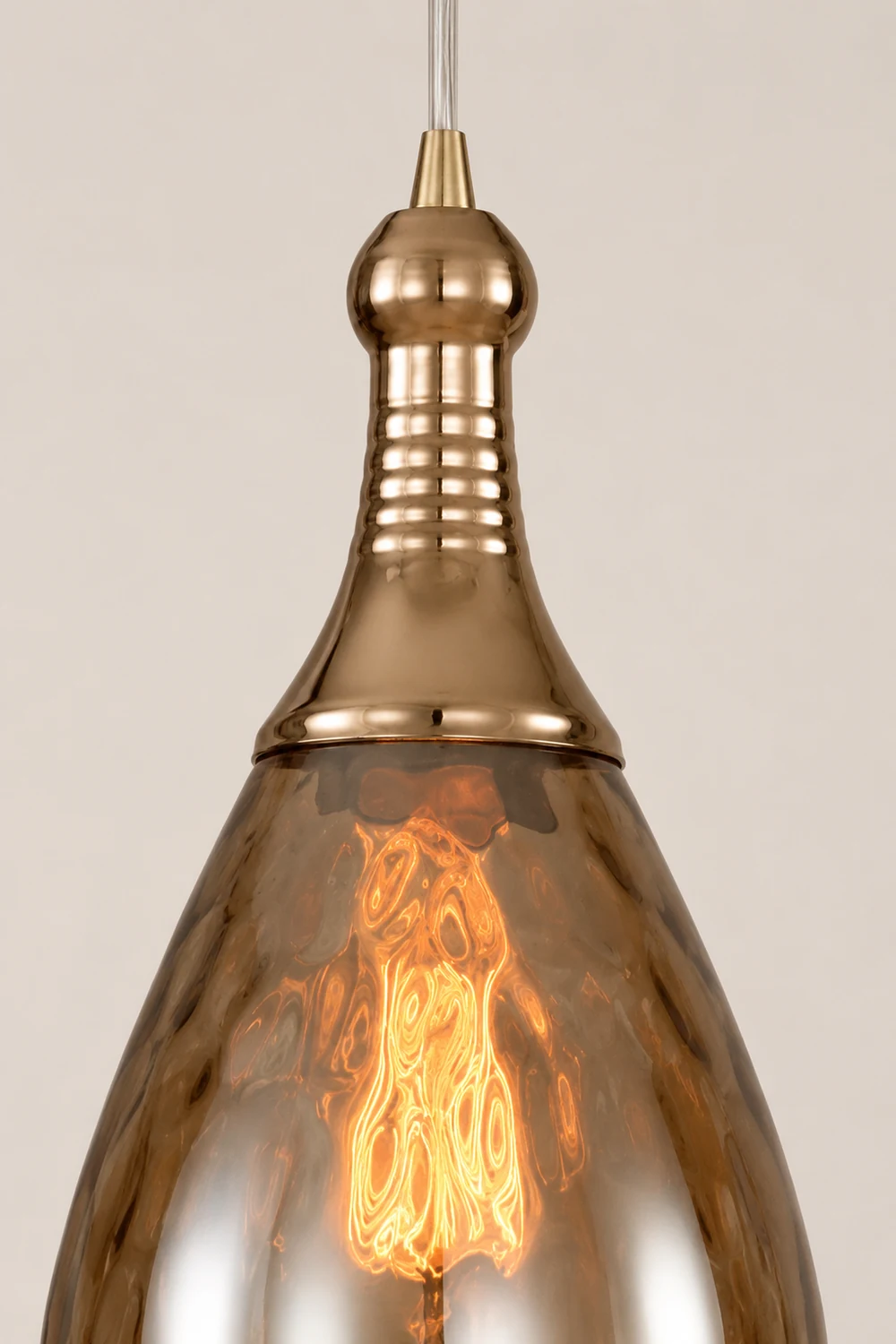 Avi Industrial Teardrop Glass Pendant Light, Black/Brass - Lumpaz