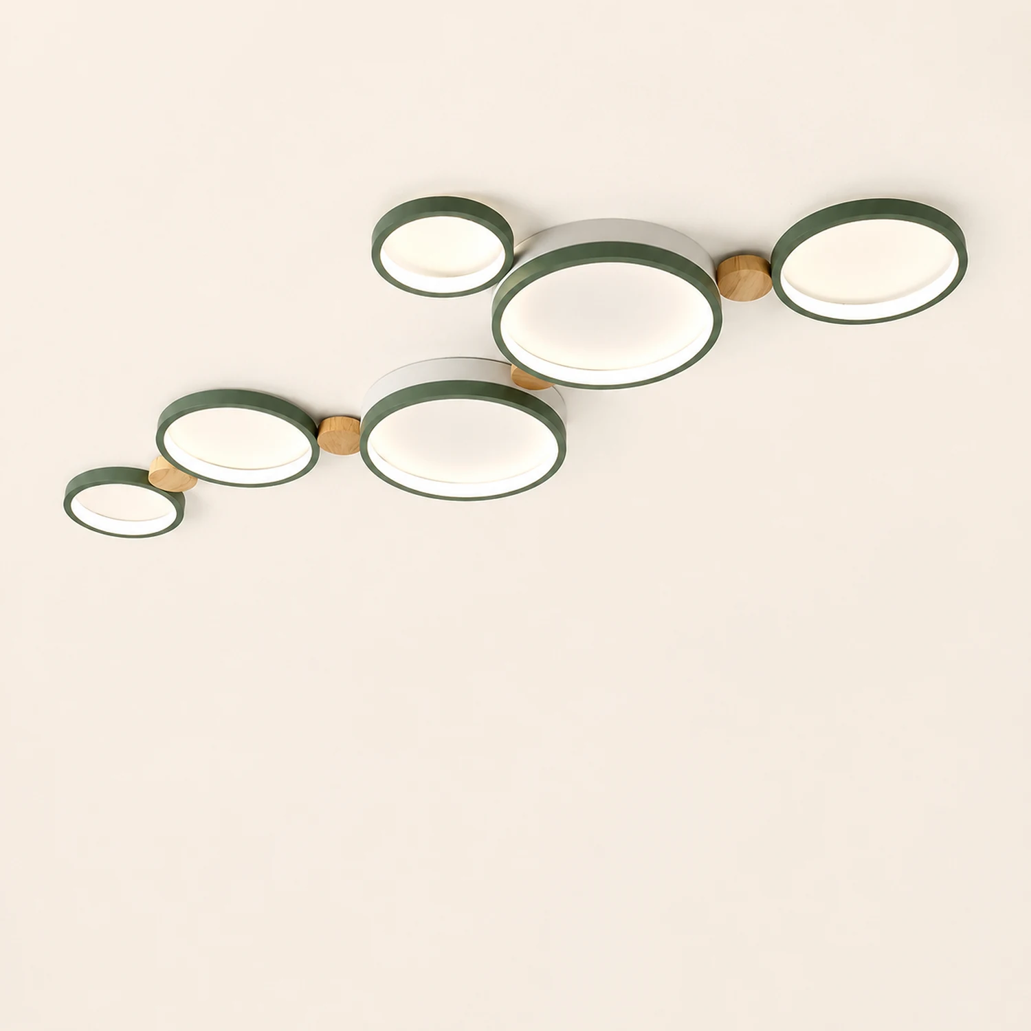 Sienna Round Flush Mount Ceiling Light White Gray Green Bedroom - Lumpaz
