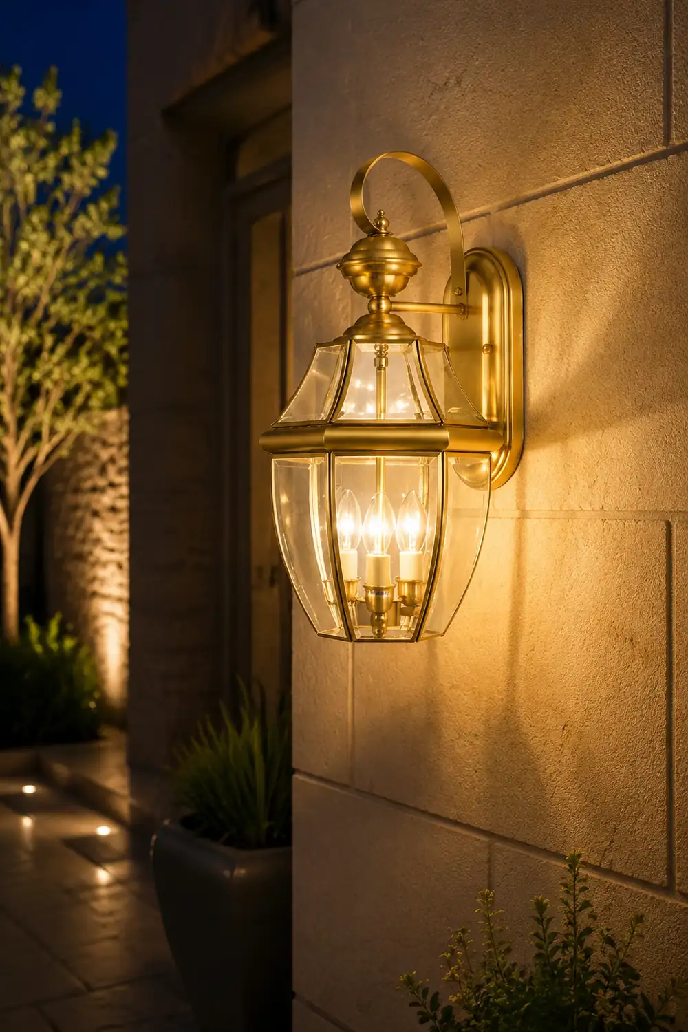 Alessio Vintage Lantern Metal Outdoor Wall Lamp, Gold - Lumpaz