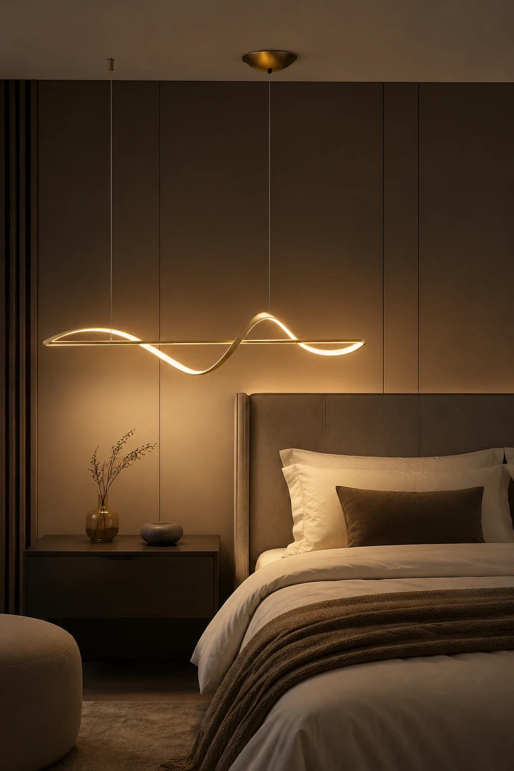 Pendant Light Wave Minimalist Designer Metal Brass/Black Art Gallery - Lumpaz