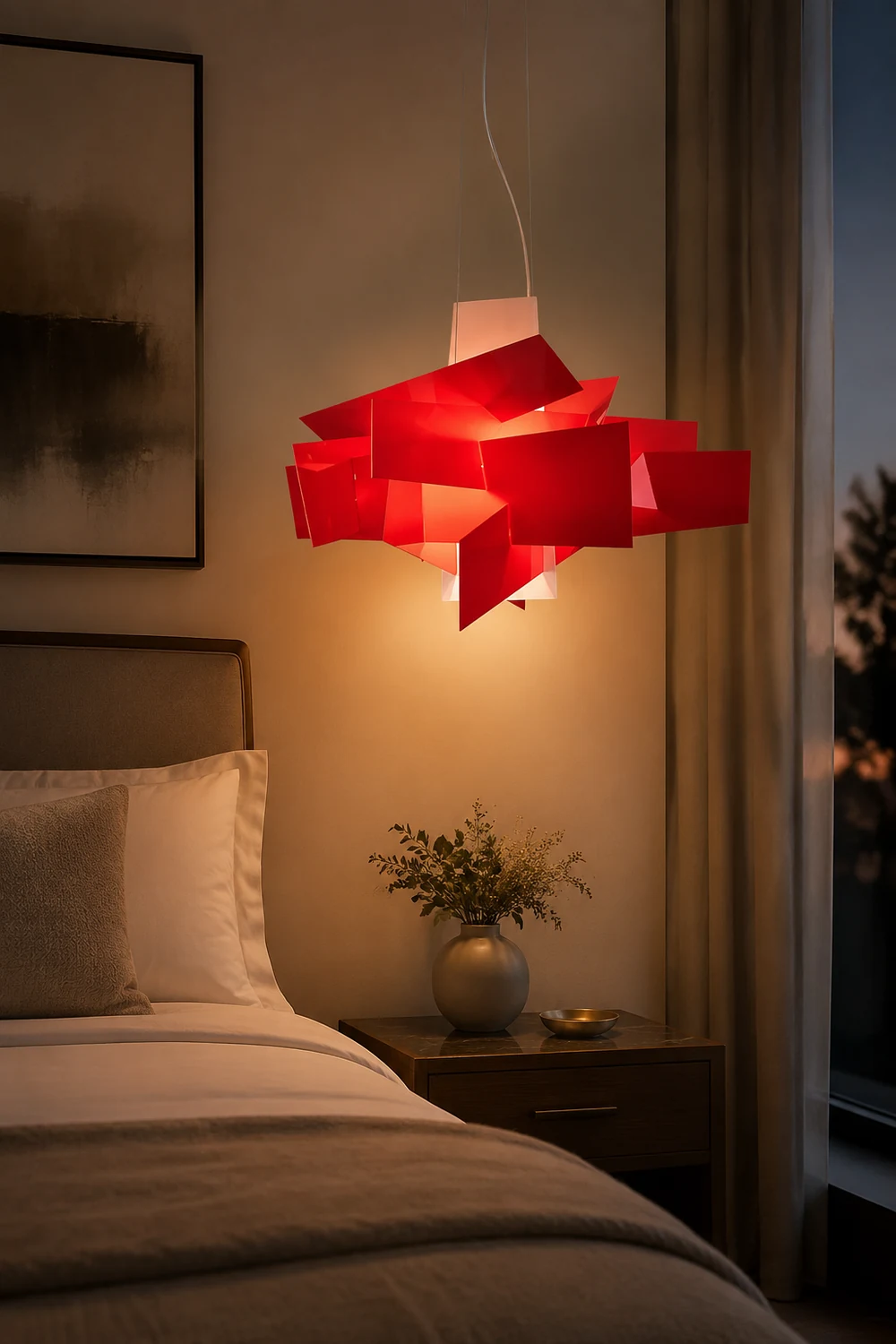 Renée Artistry Spliced Simole Pendant Light, White/Red - Lumpaz