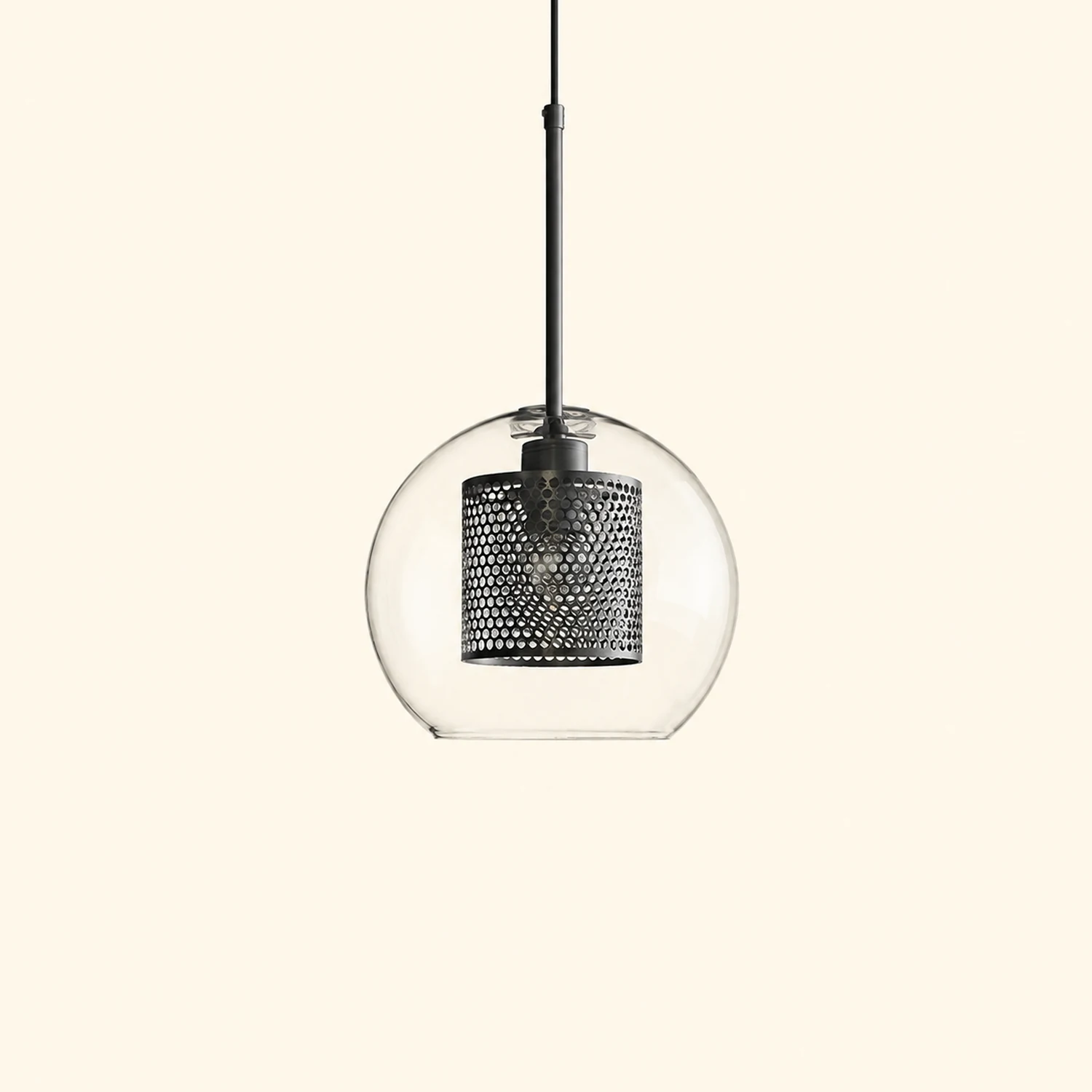 Oneal Contemporary Golden Pendant Light, Metal/Glass, Globe/Cylindric - Lumpaz