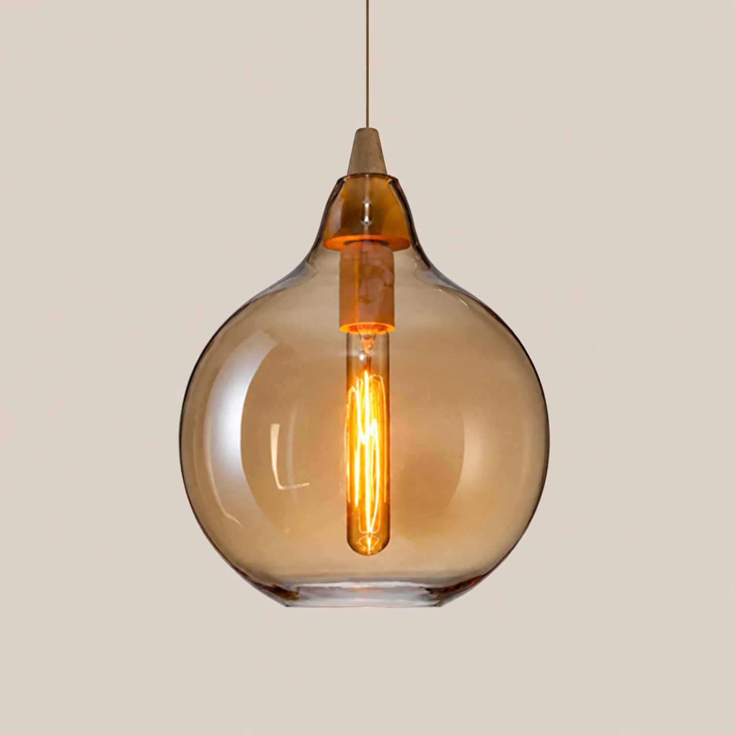 Hailie Modern Art Amber Pendant Light Glass Metal Bedroom - Lumpaz