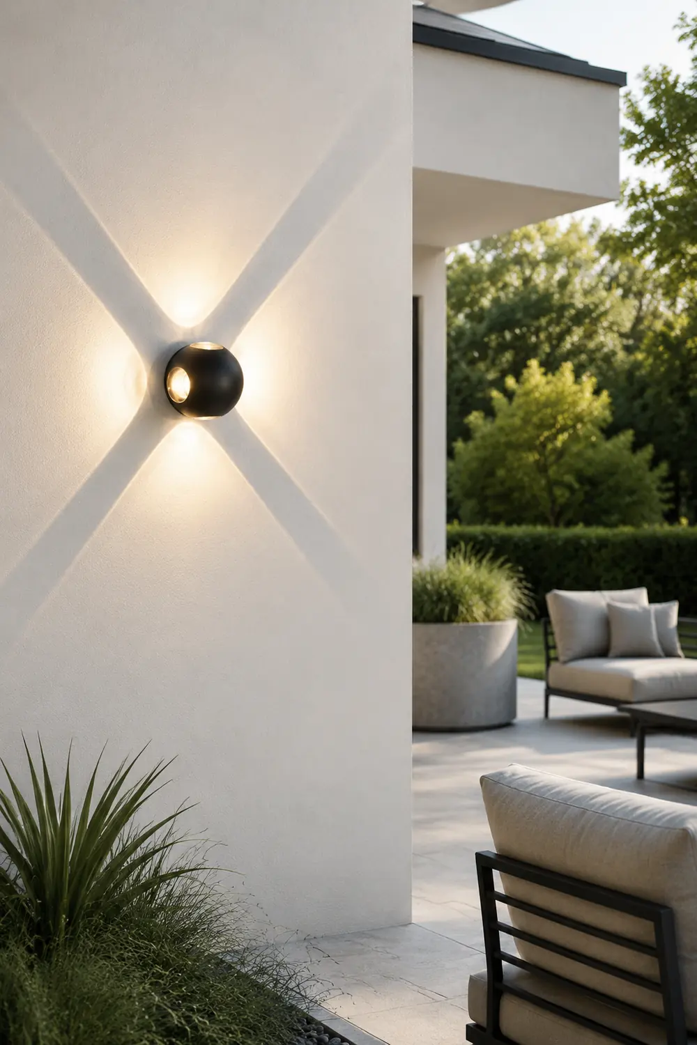 Orr Outdoor Wall Lamp Globe/Cruciform Ray Modern,Aluminum, Black, Garden - Lumpaz