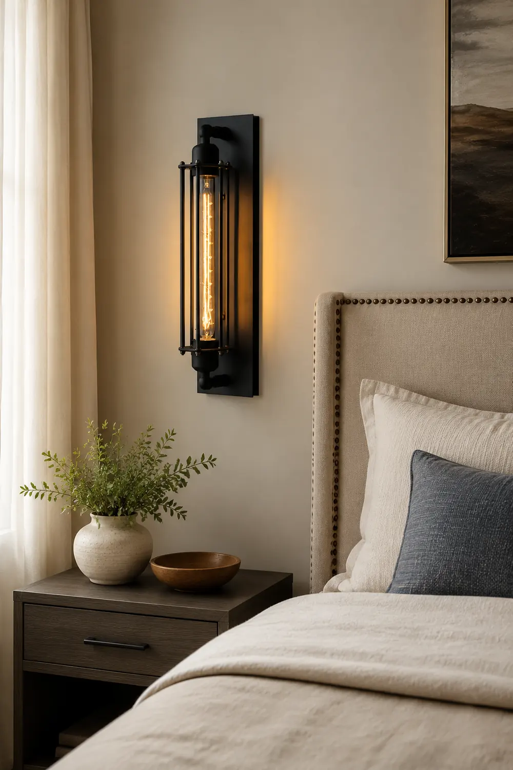 Orr Industial Rectangular Metal/Glass Wall Lamp, Black - Lumpaz