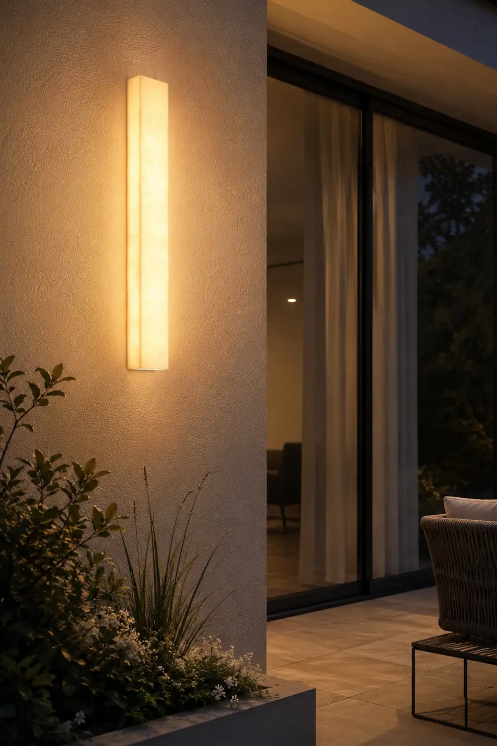 Edge Modern Rectangular Resin Outdoor Wall Lamp, White - Lumpaz