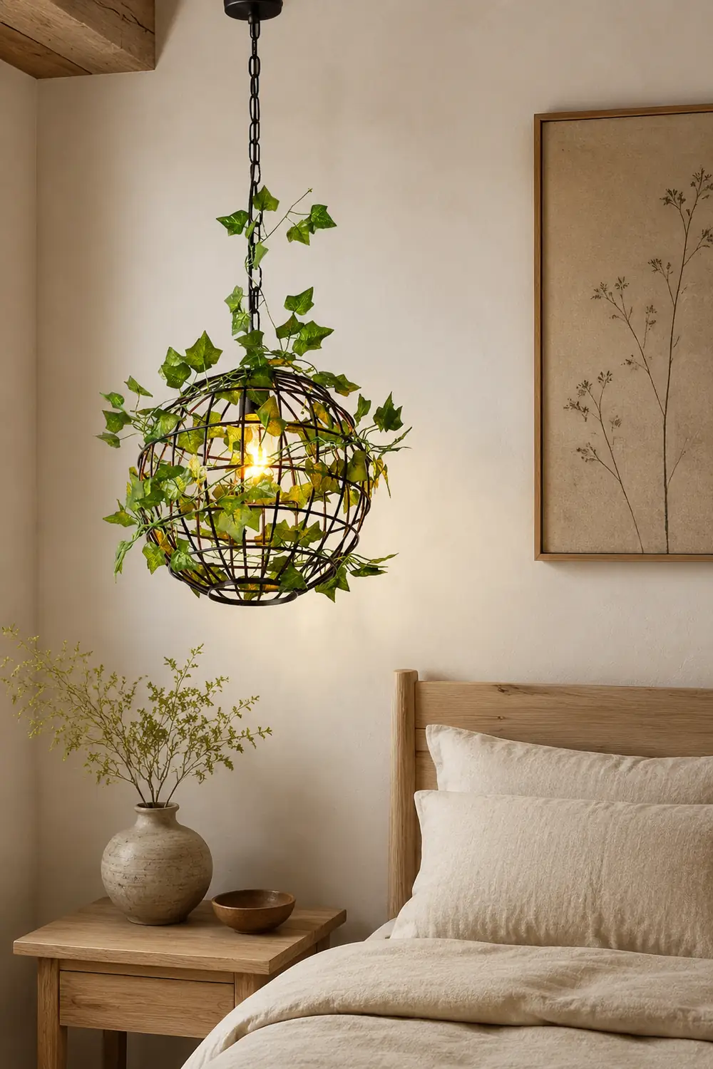 Nest Rustic Plant Art Deco Globe Vine Pendant Light Green Dining Room - Lumpaz