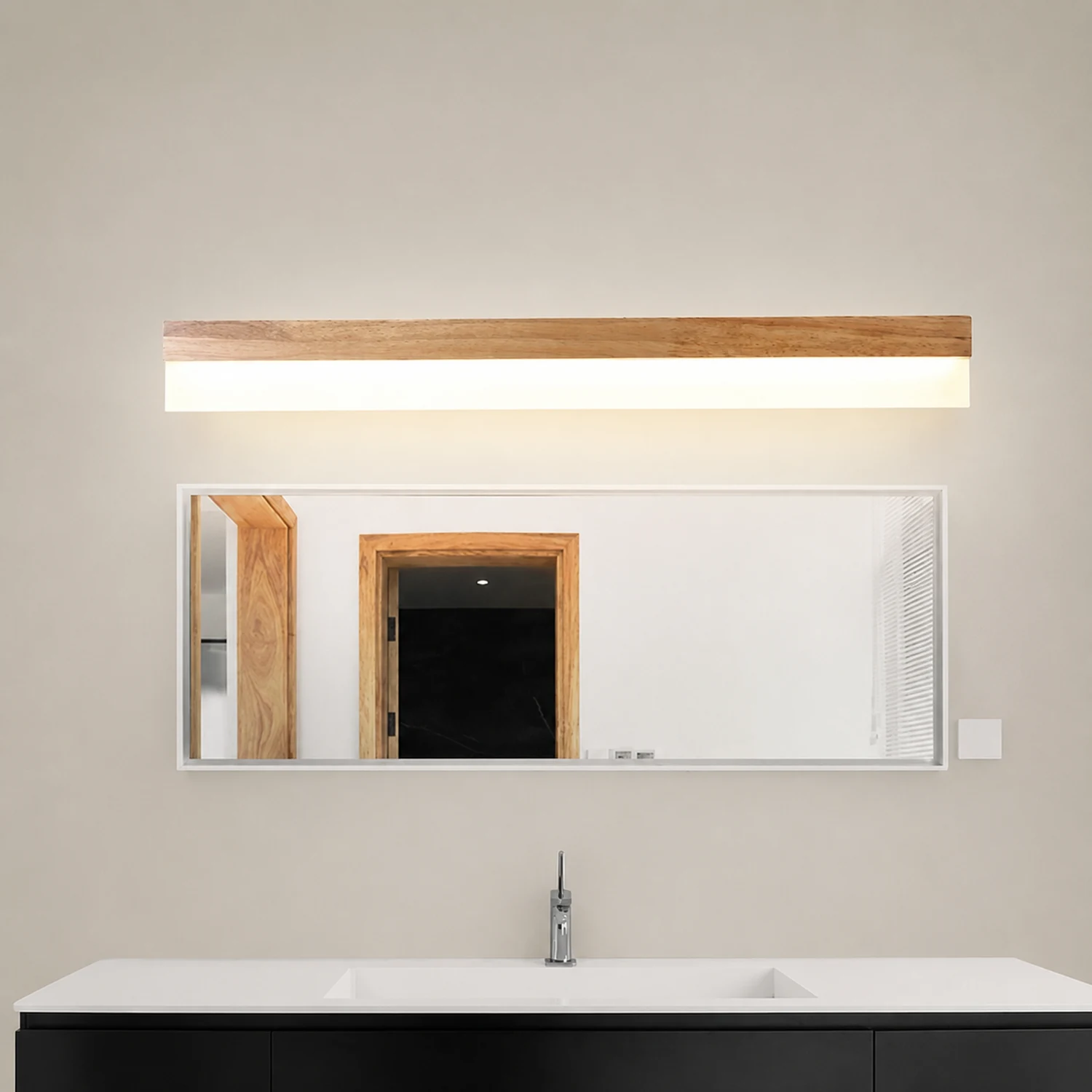 Ozawa Modern Rectangular/Arc Shape Wood/Metal Wall Lamp - Lumpaz