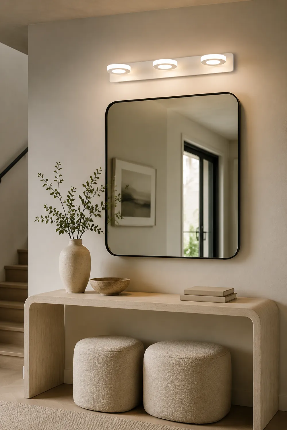 Leigh Minimalist Round Metal Wall Lamp, White, Bathroom - Lumpaz