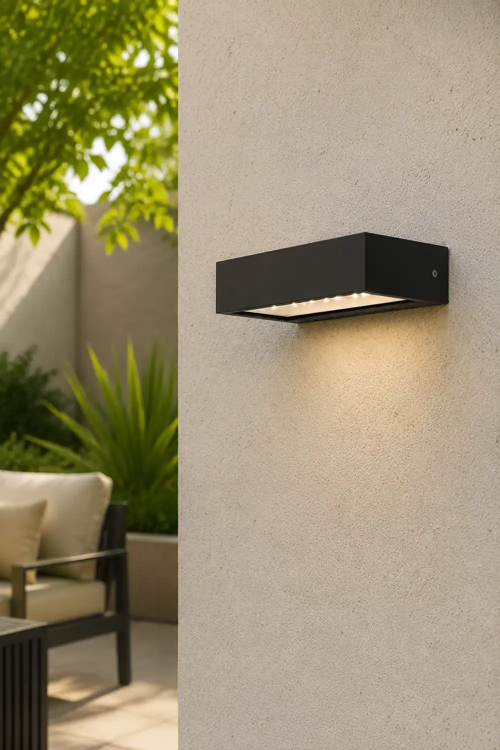 Orr  Modern Metal/Acrylic Solar Waterproof Outdoor Wall Lamp, Black - Lumpaz