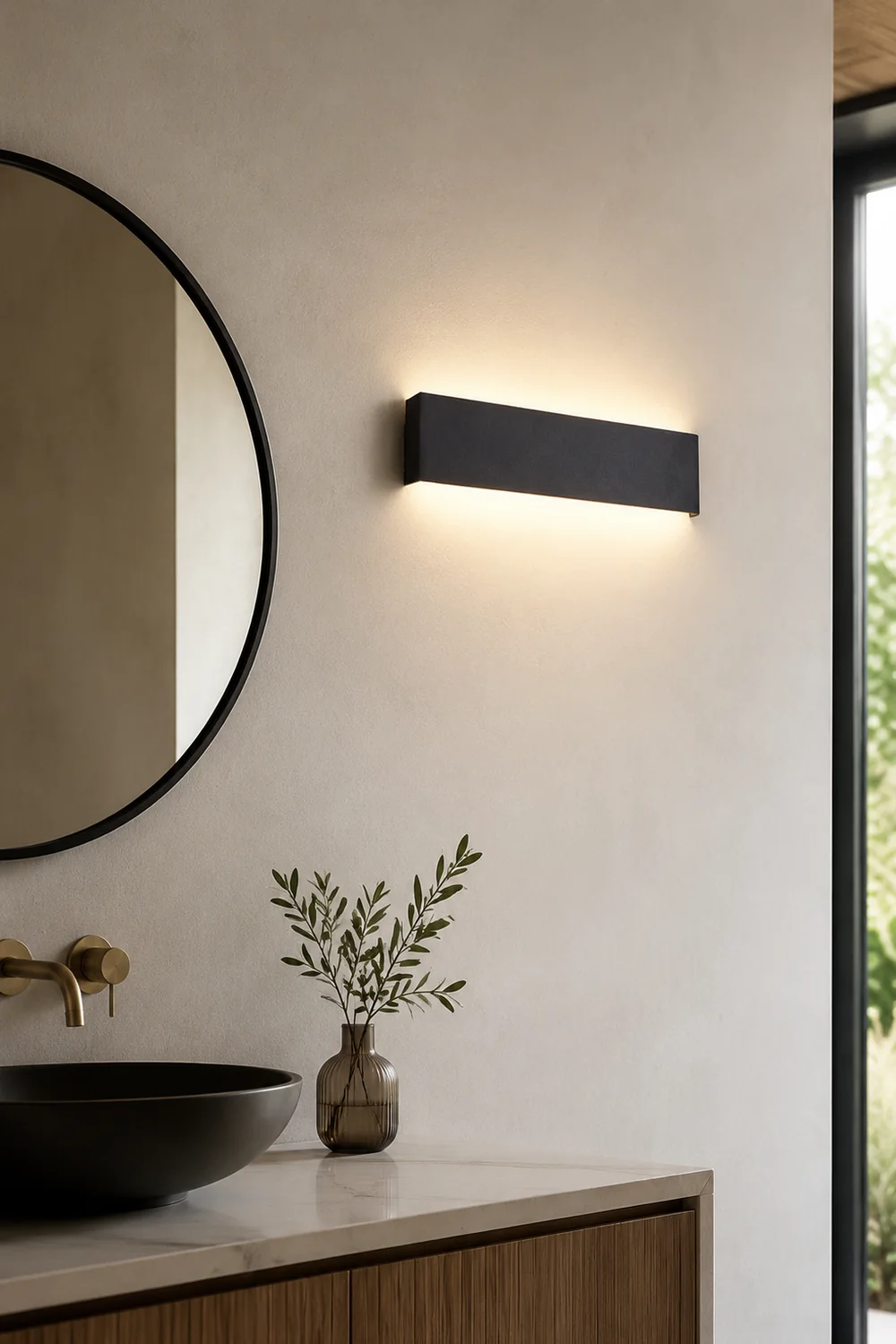 Edge Minimalist Rectangular Wall Lamp Black/White/Gold Bathroom - Lumpaz