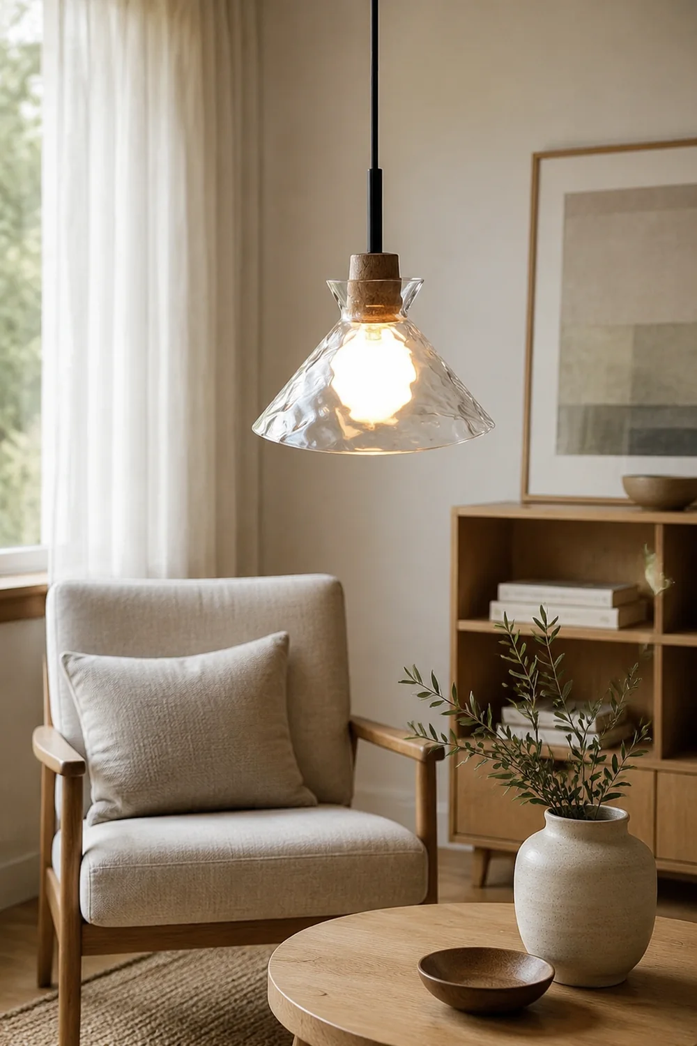 Levy Minimalist Geometric Glass Pendant Light, Dining Room - Lumpaz