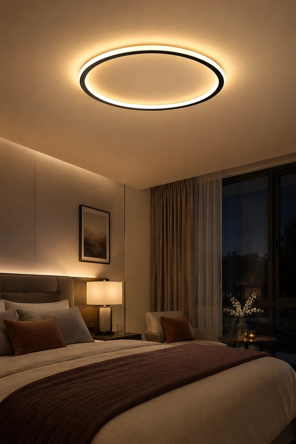 Quinn Flush Mount Ceiling Light Modern LED Round Hollow - Lumpaz