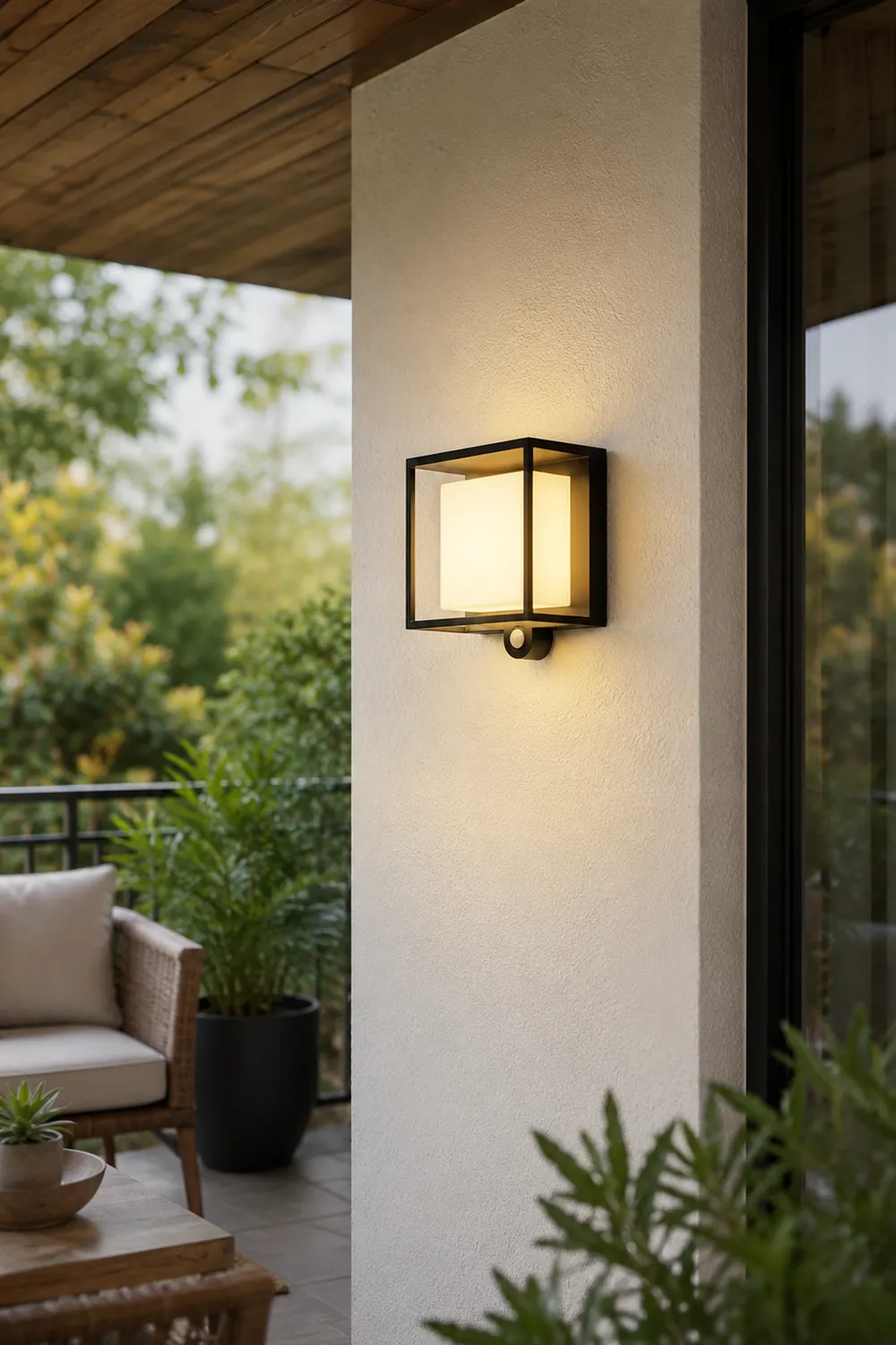 Orr Modern Rectangular Acrylic Sensor Solar Powered Outdoor Wall Lamp, Black - Lumpaz