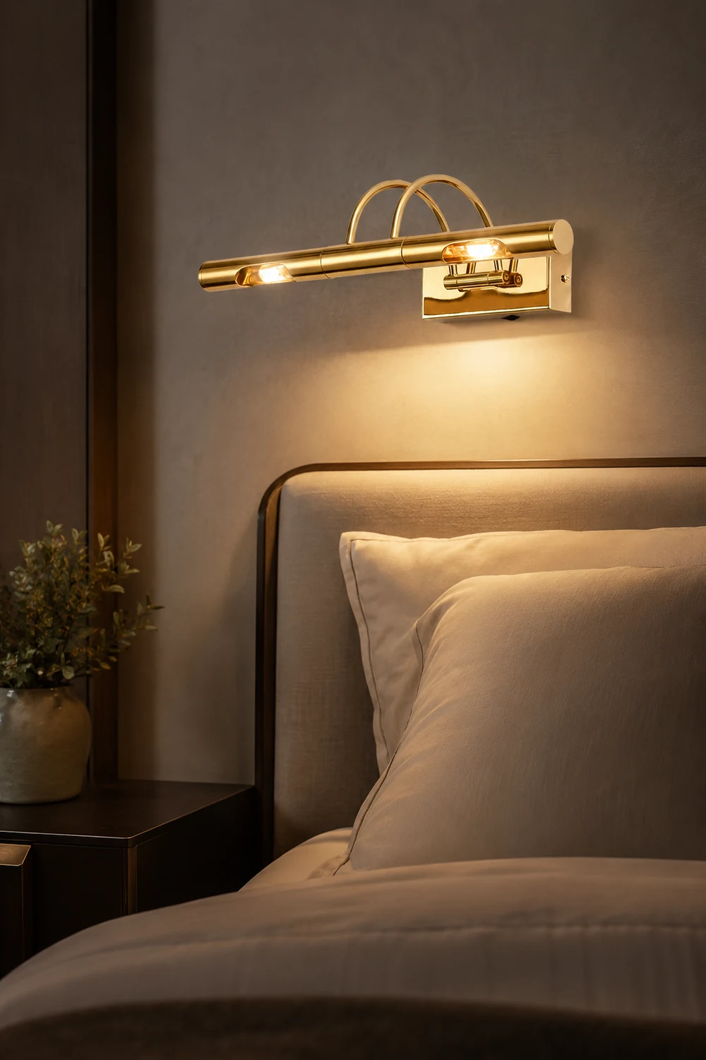 Freja Retro Cylindrical Metal Wall Lamp, Gold, Bathroom - Lumpaz