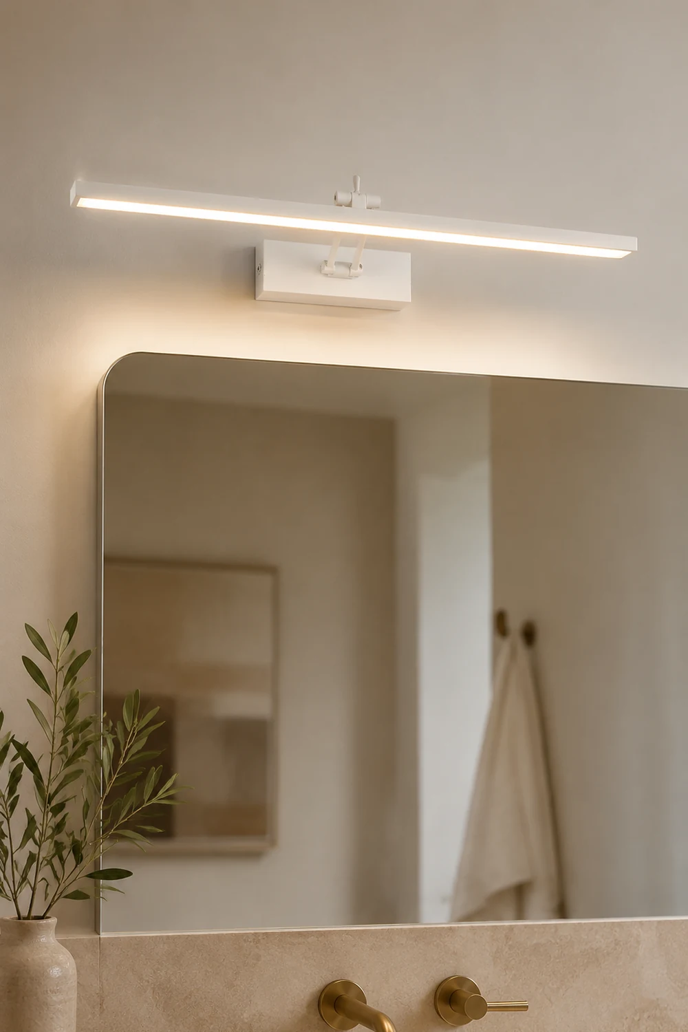Edge Minimalist Rectangular Metal Wall Lamp, White/Black, Bathroom - Lumpaz