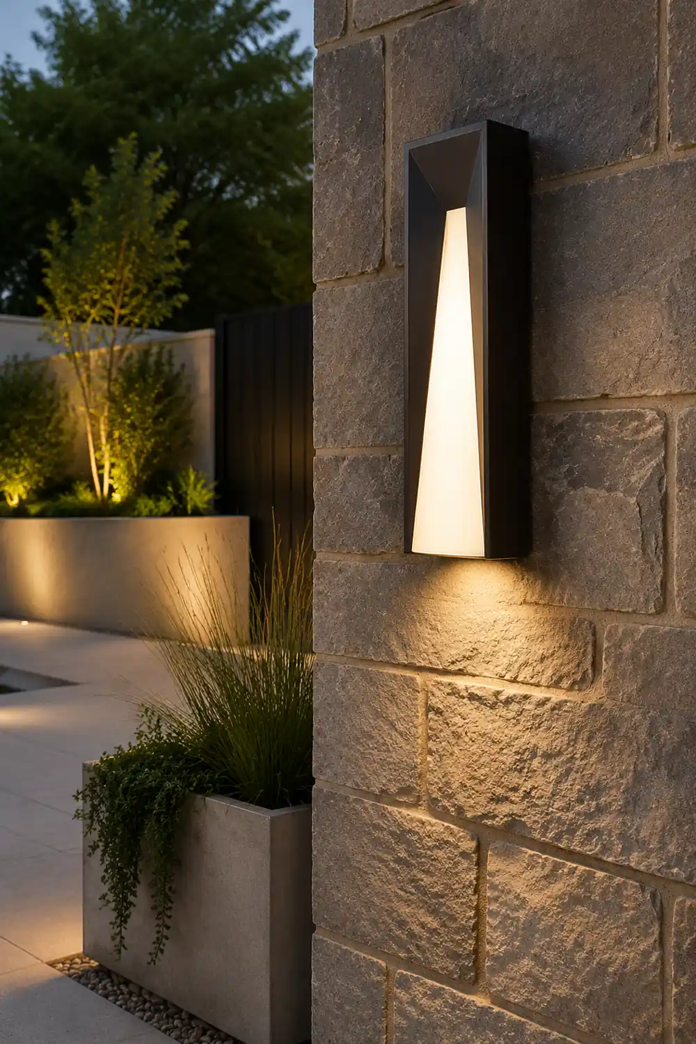 Orr Modern Rectangular Metal Outdoor Wall Lamp, Black/White - Lumpaz