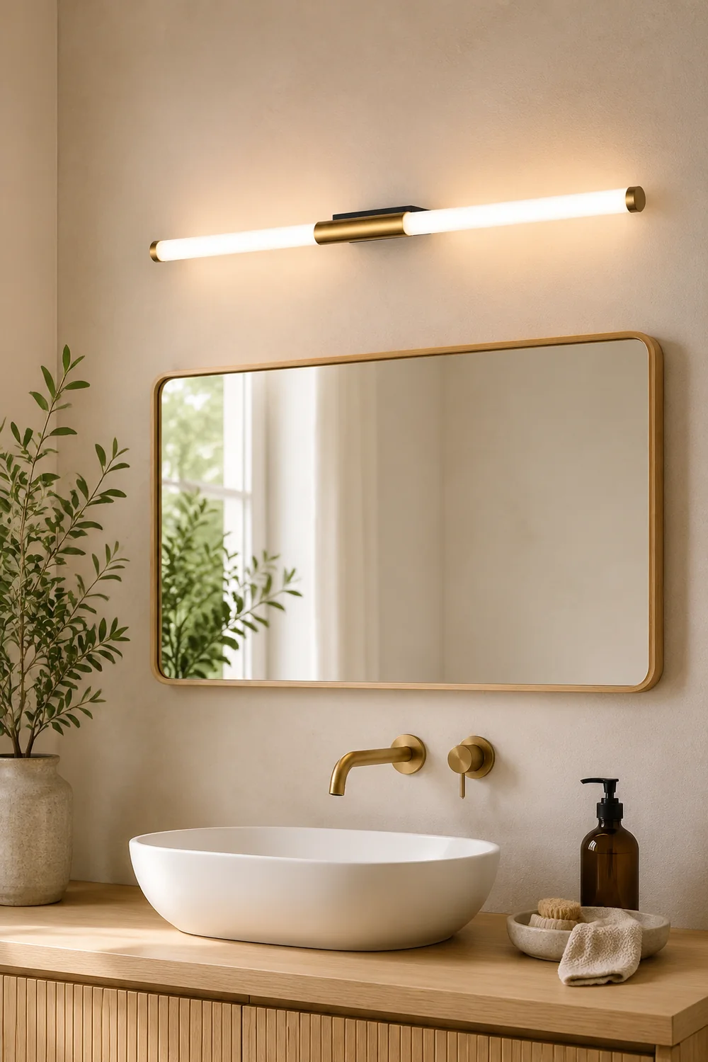 Leigh Minimalist Linear Metal Wall Lamp, Gold - Lumpaz