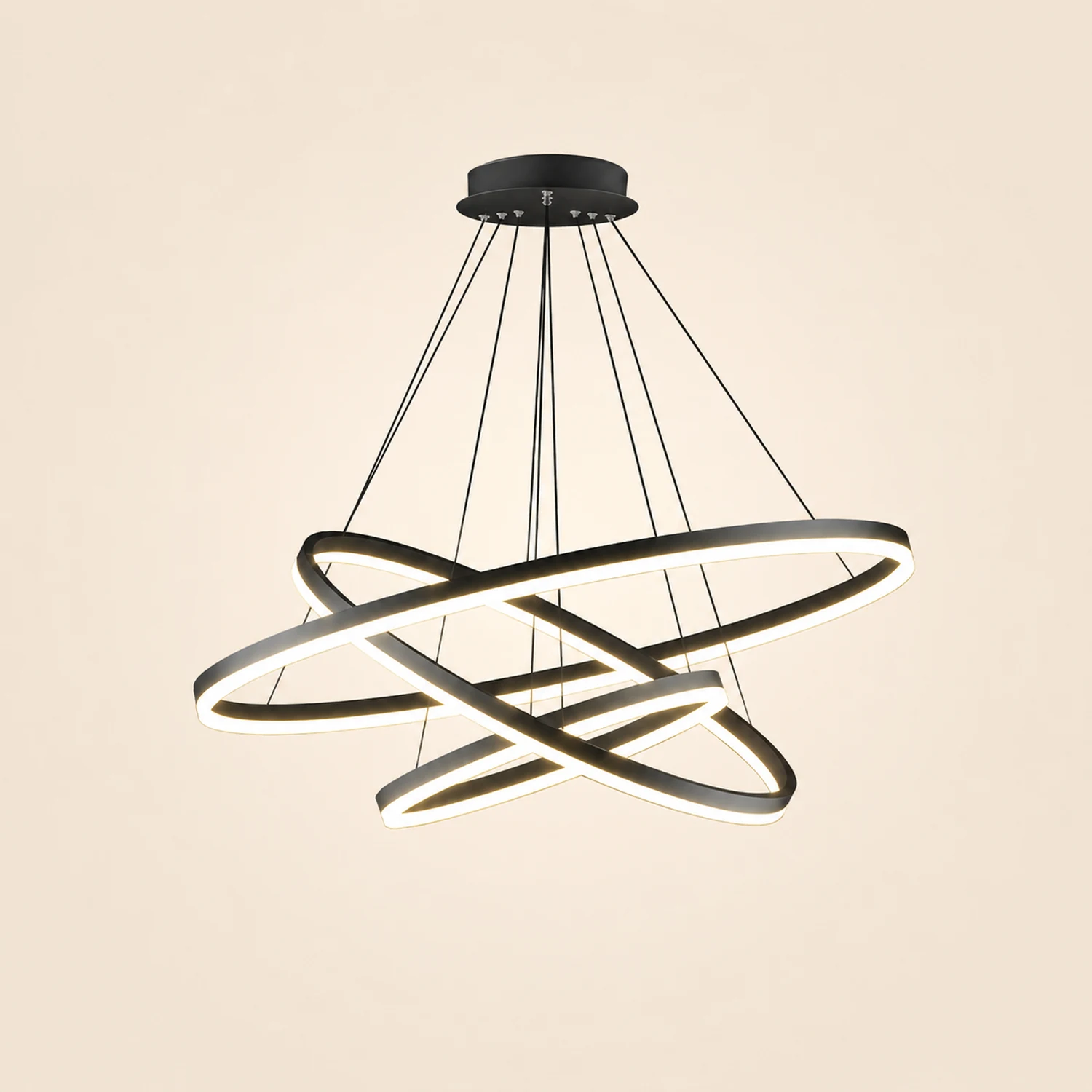 Arisha 3-Rings Black Black Modern Pendant Light - Lumpaz