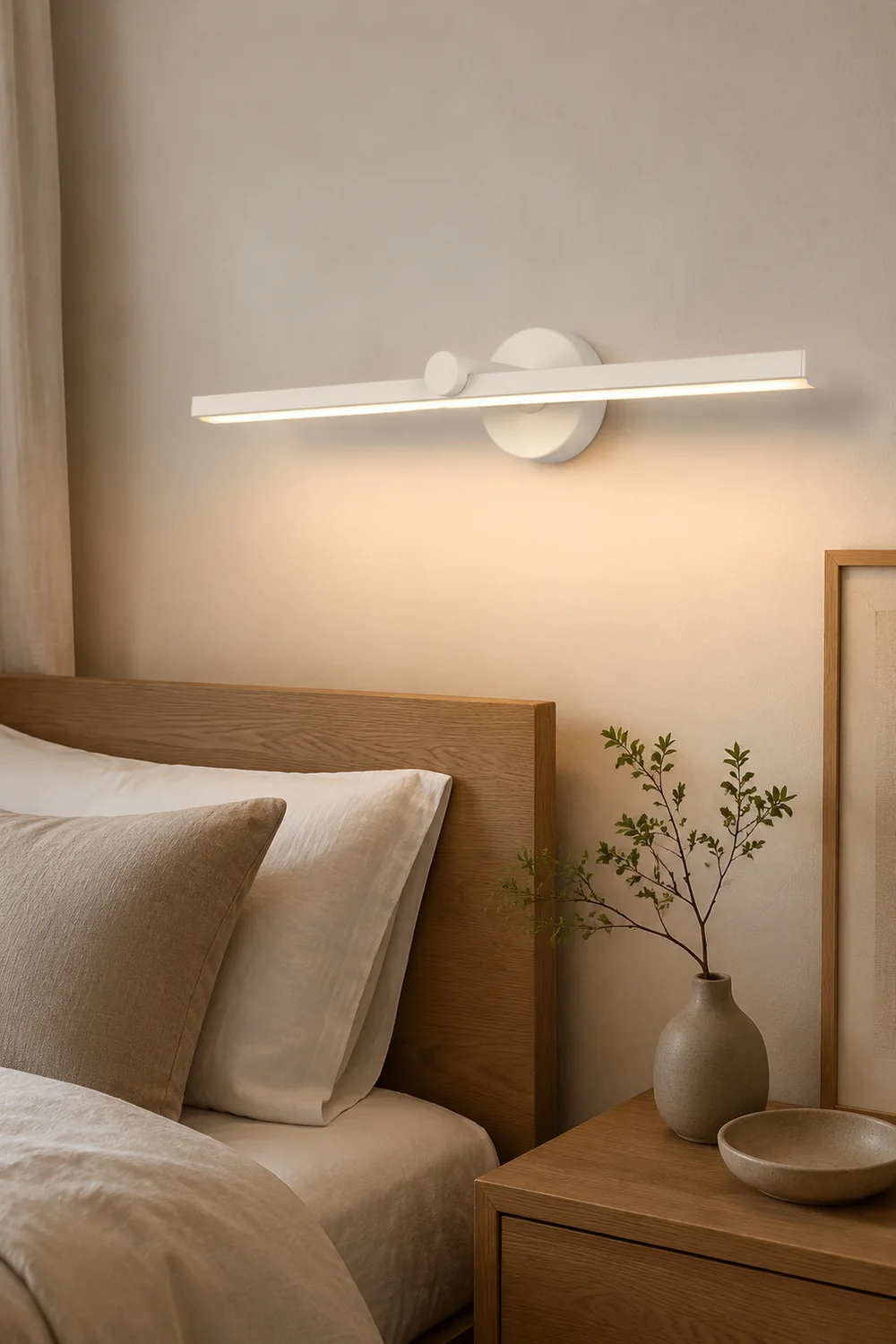 Leigh Minimalist Linear Acrylic Mirror Front Wall Lamp, White - Lumpaz