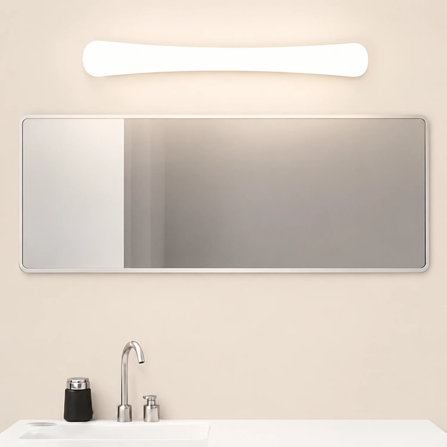 Edge White Mirror Front Vanity Wall Lamp, Acrylic - Lumpaz