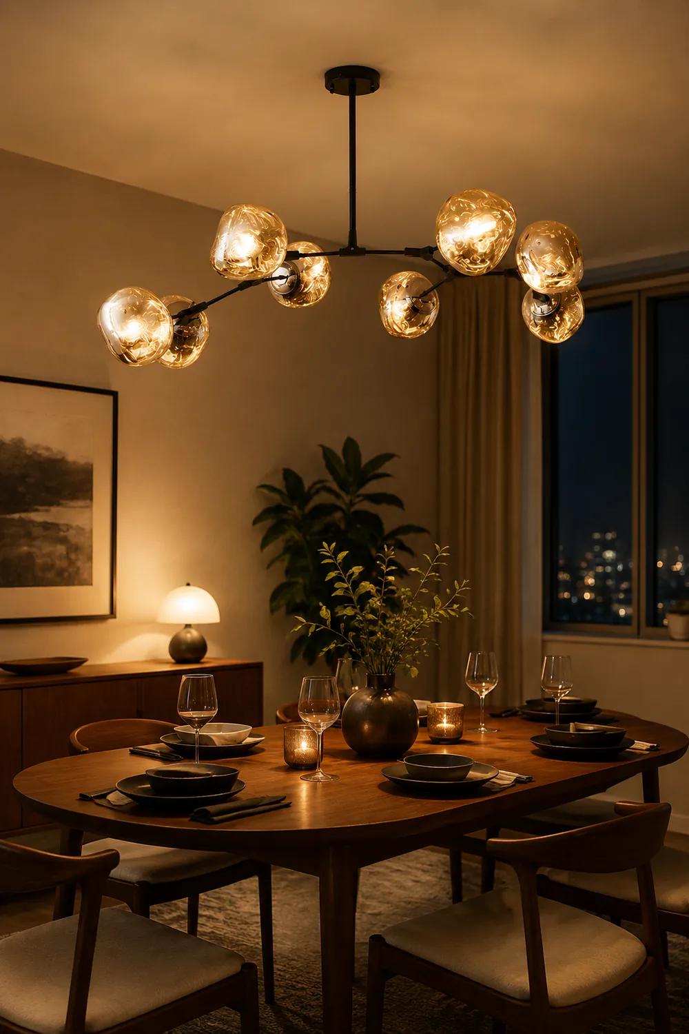 Mirza Modern Globe Lava 3 Pendant Light Fixture 3/6/8 Head - Lumpaz