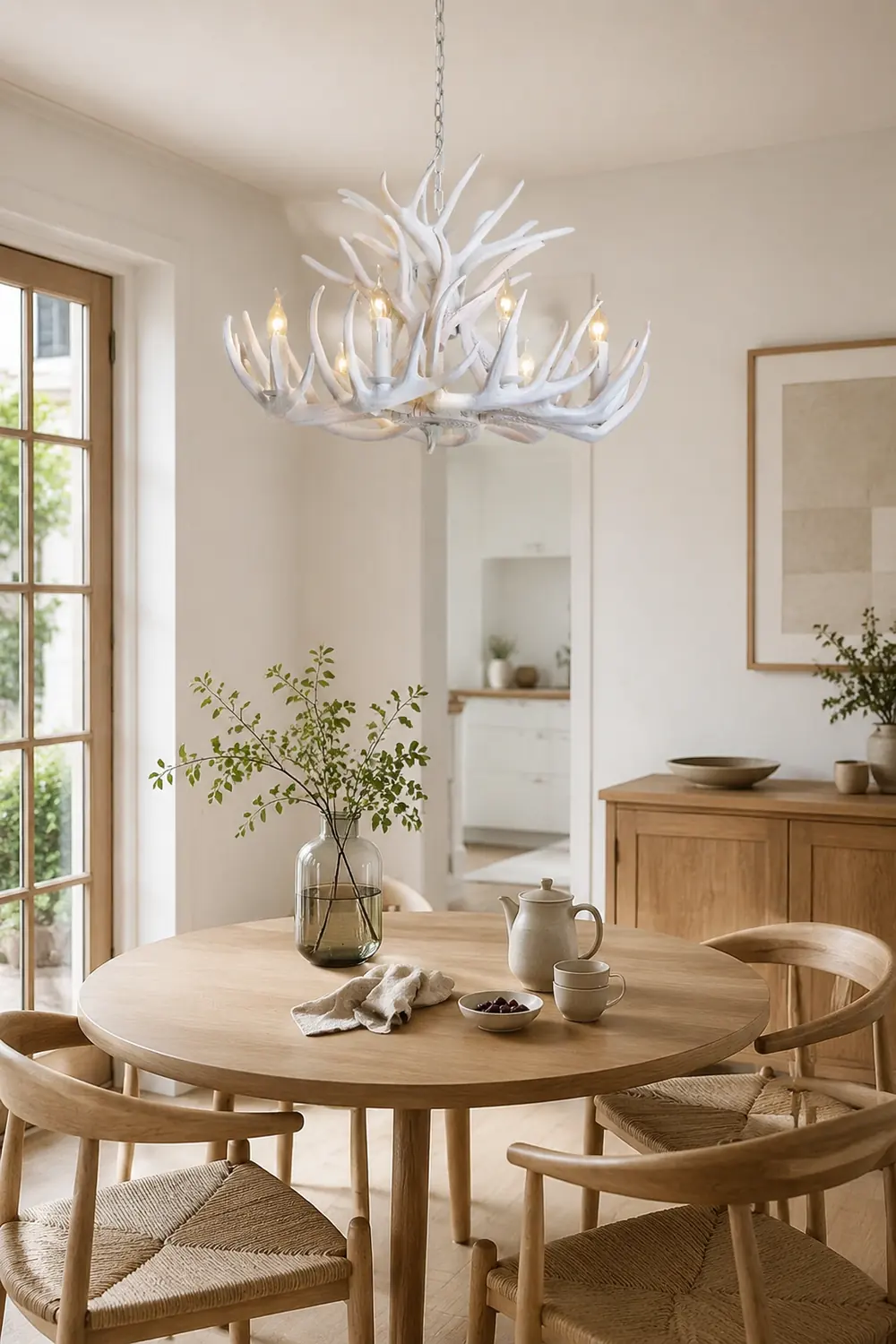Silva Rustic Antler Metal/Resin Chandelier White Dining Room - Lumpaz