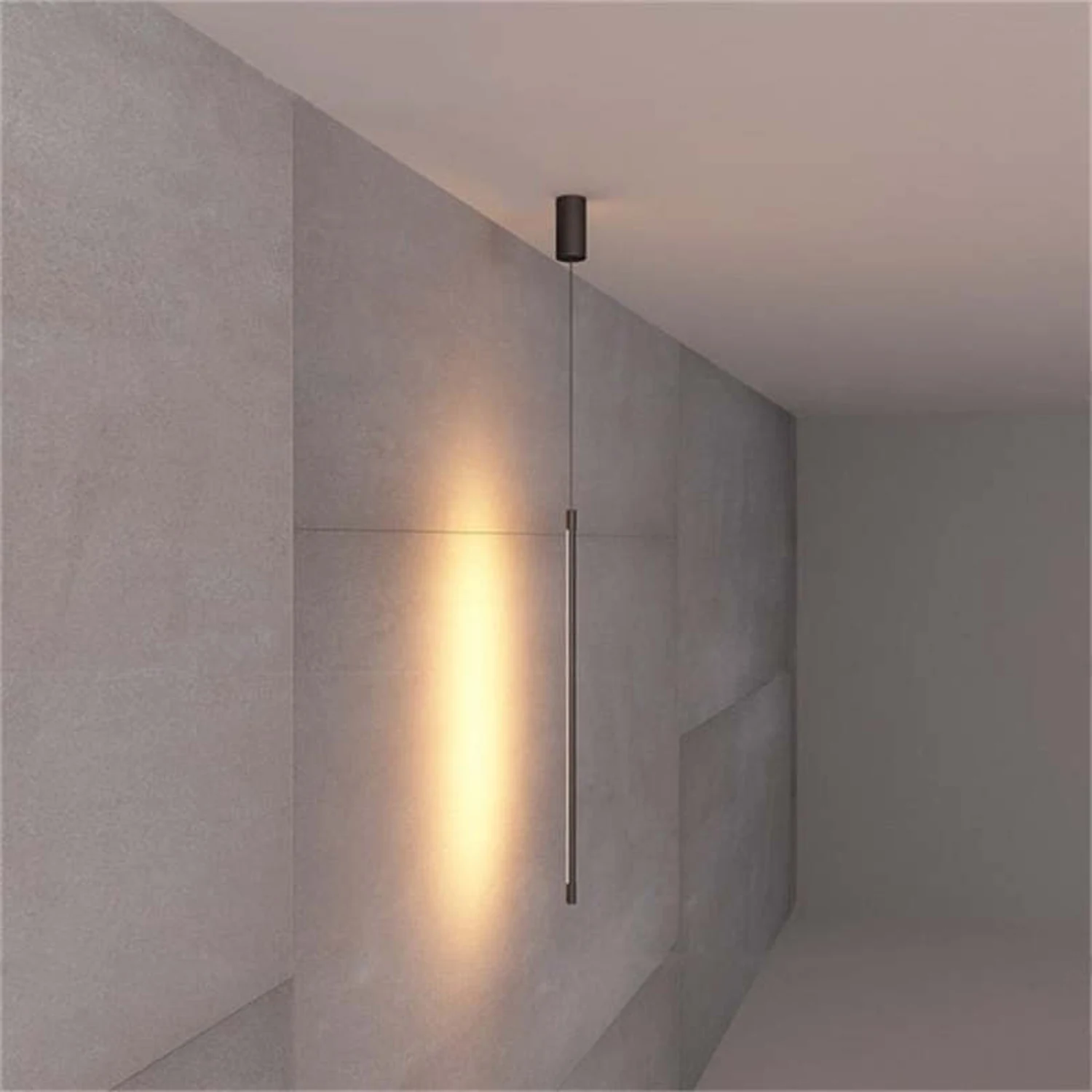 Edge Minimalist Linear Metal/Acrylic Pendant Light, Black - Lumpaz
