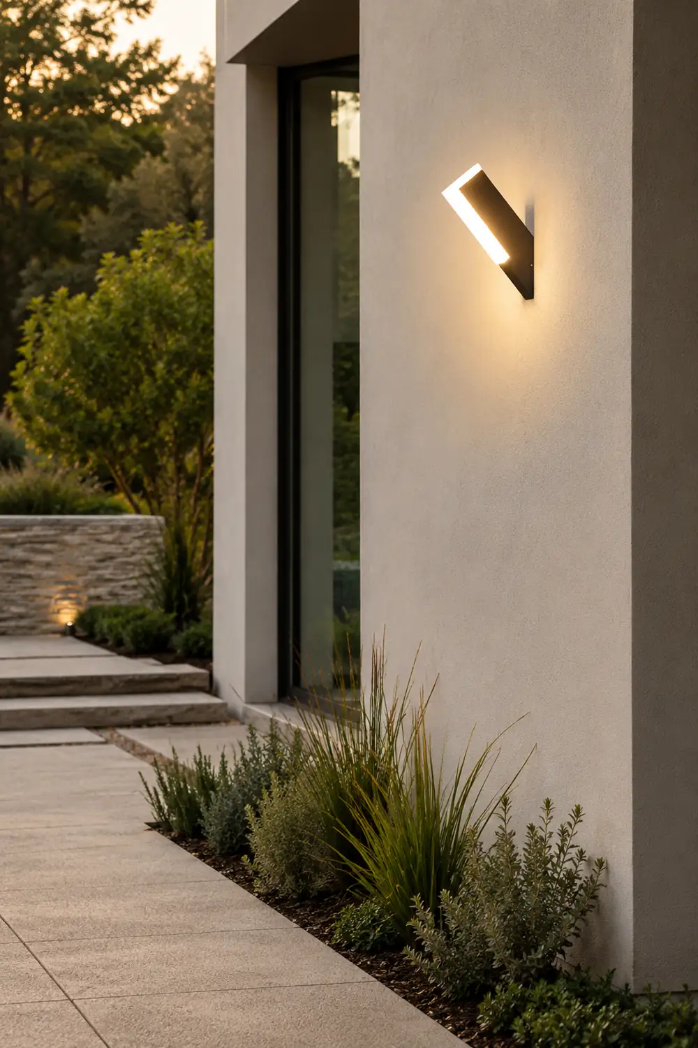 Orr Modern Geometric Acrylic Outdoor Wall Lamp, Black - Lumpaz