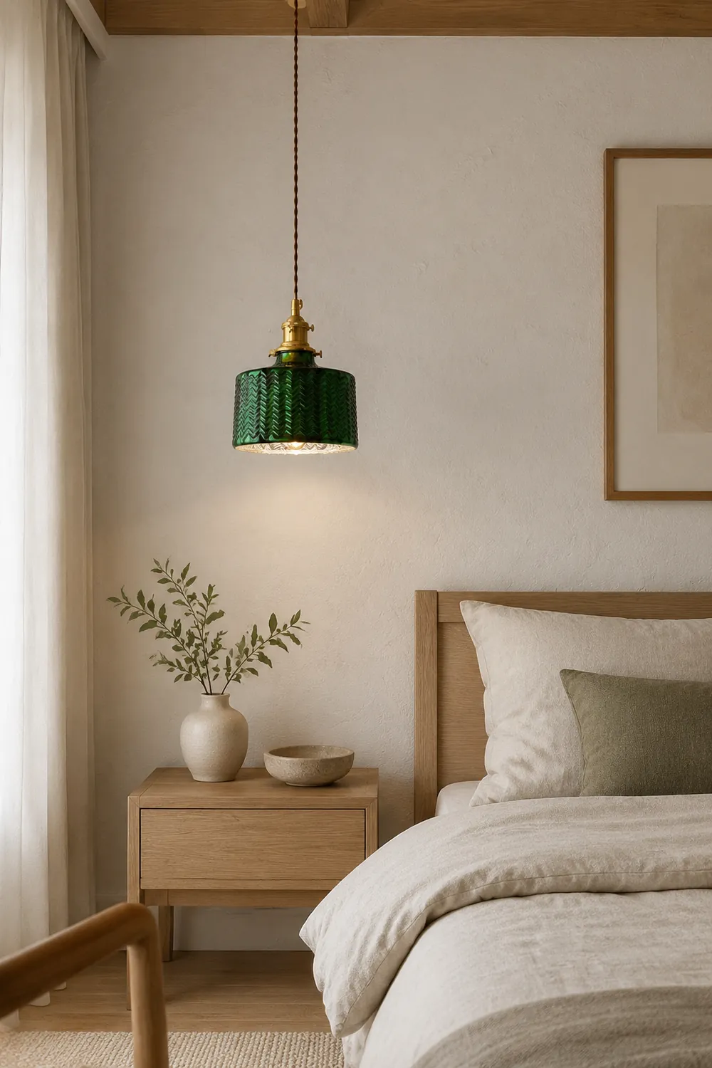 Hailie Retro LED Pendant Light Green Metal/Glass Dining Room - Lumpaz