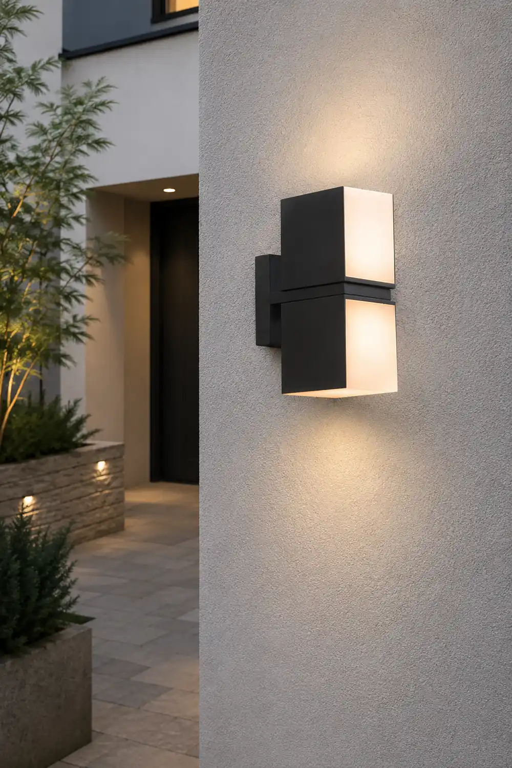 Orr Modern Geometry Rotatable Metal/Acrylic Outdoor Waterproof Wall Lamp, Black - Lumpaz