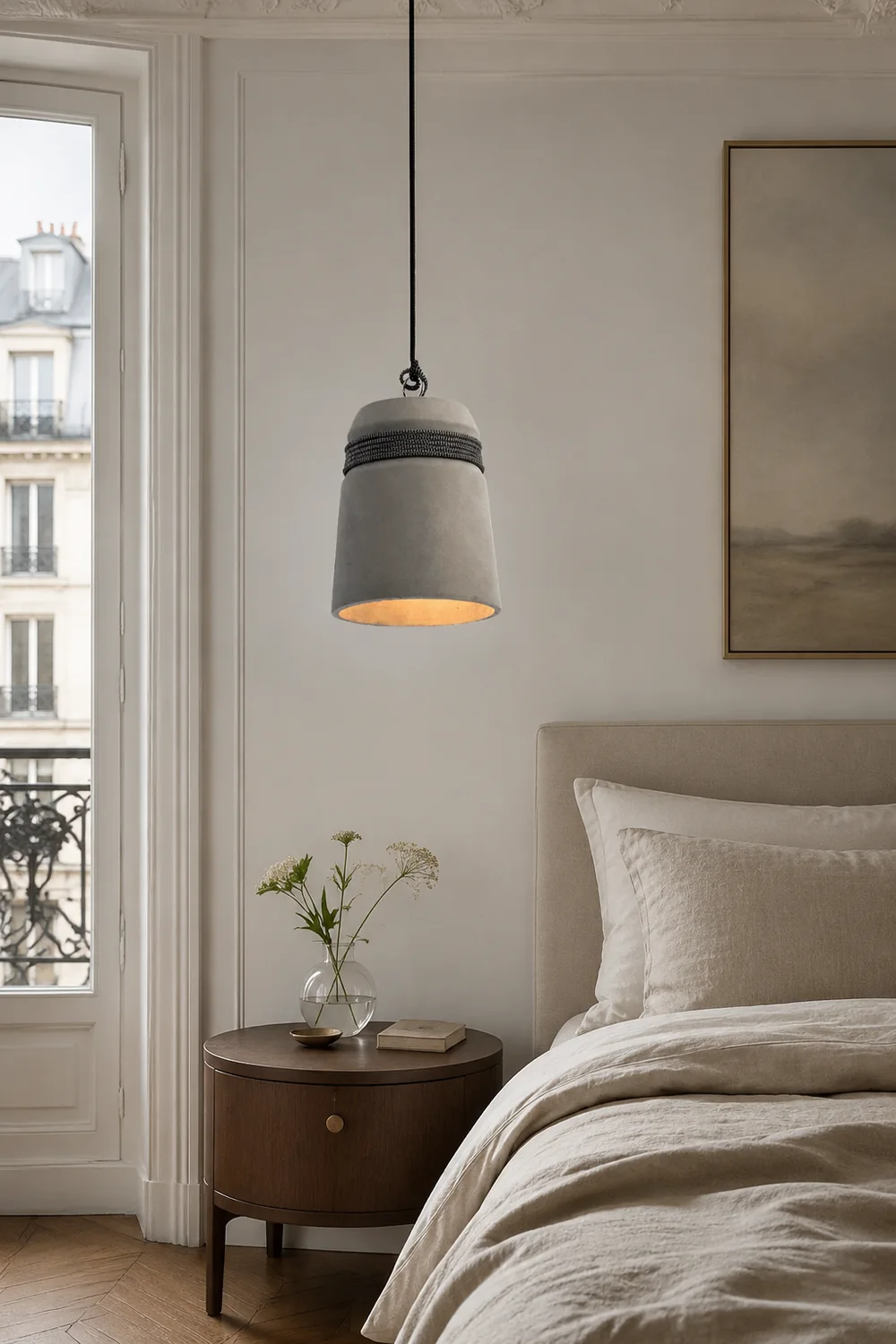 Zaid Industrial Pendant Light, Cement & Metal - Lumpaz